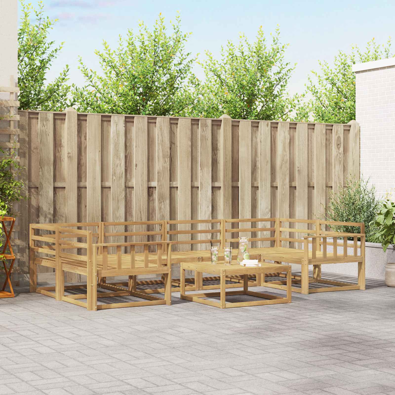 vidaXL Buiten bankenset 7 pcs Naturel Massief Acaciahout