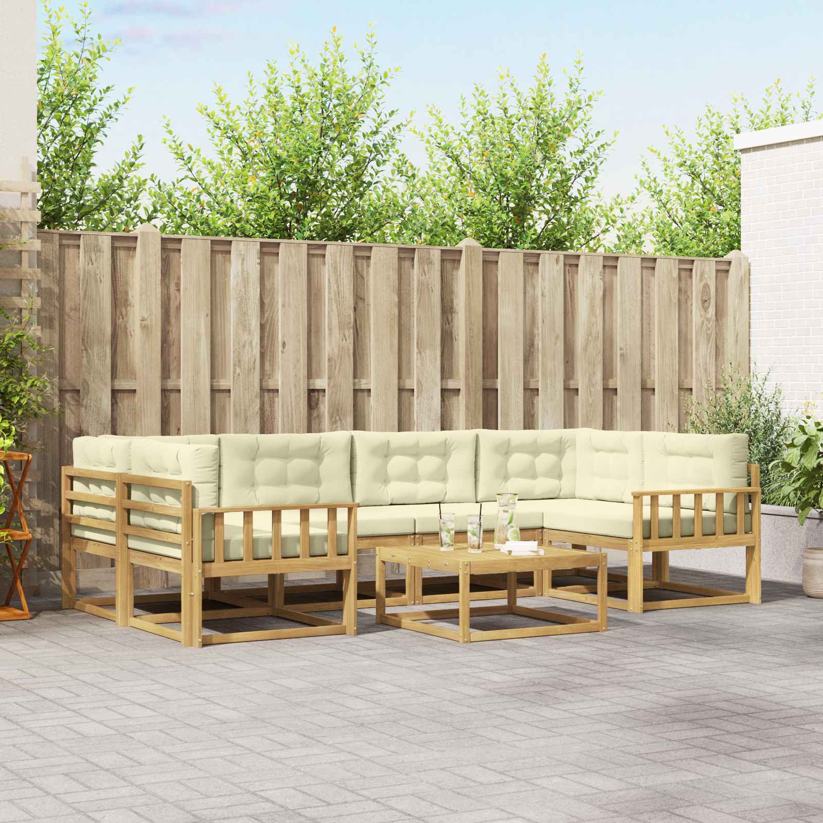 vidaXL Buiten bankenset 7 pcs Naturel Massief Acaciahout