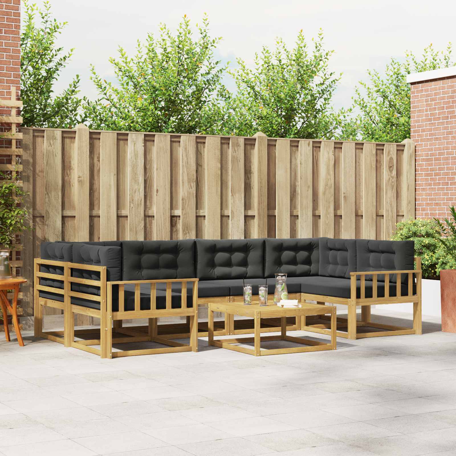vidaXL Buiten bankenset 7 pcs Naturel Massief Acaciahout