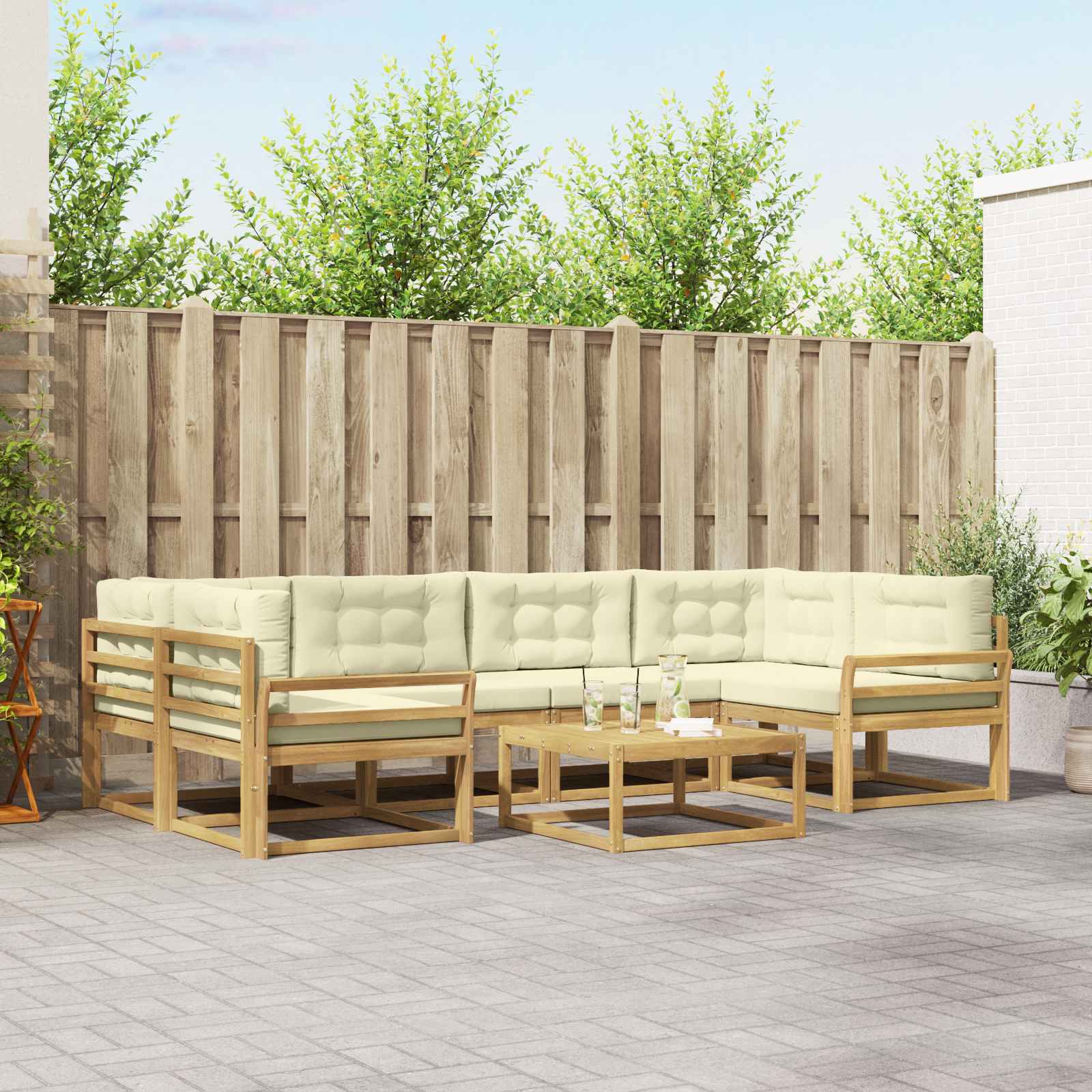 vidaXL Buiten bankenset 7 pcs Naturel Massief Acaciahout