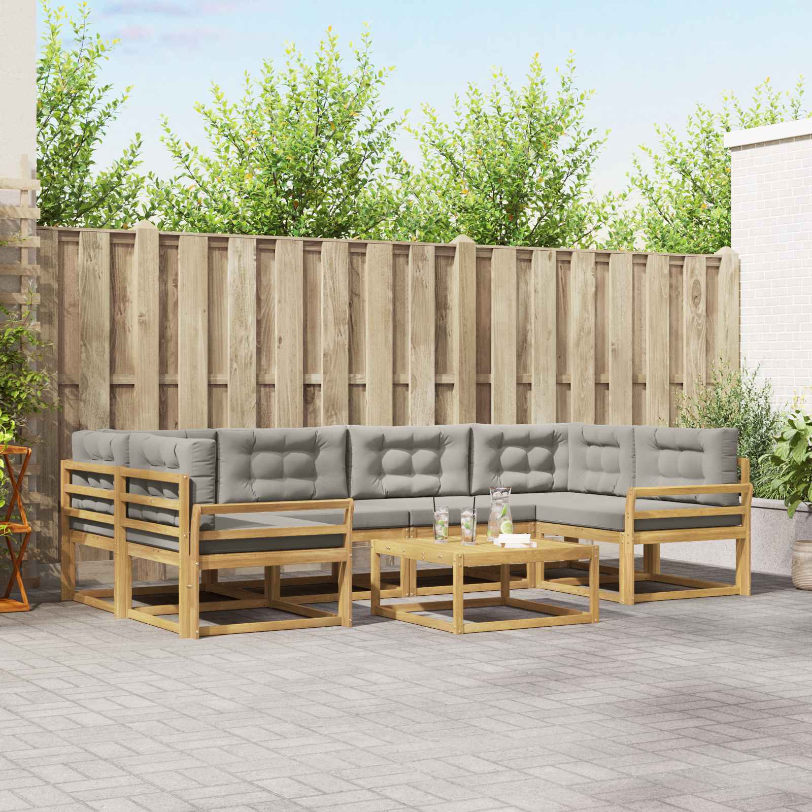 vidaXL Buiten bankenset 7 pcs Naturel Massief Acaciahout