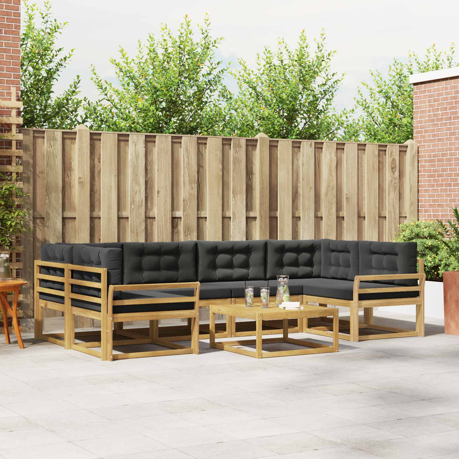 vidaXL Buiten bankenset 7 pcs Naturel Massief Acaciahout