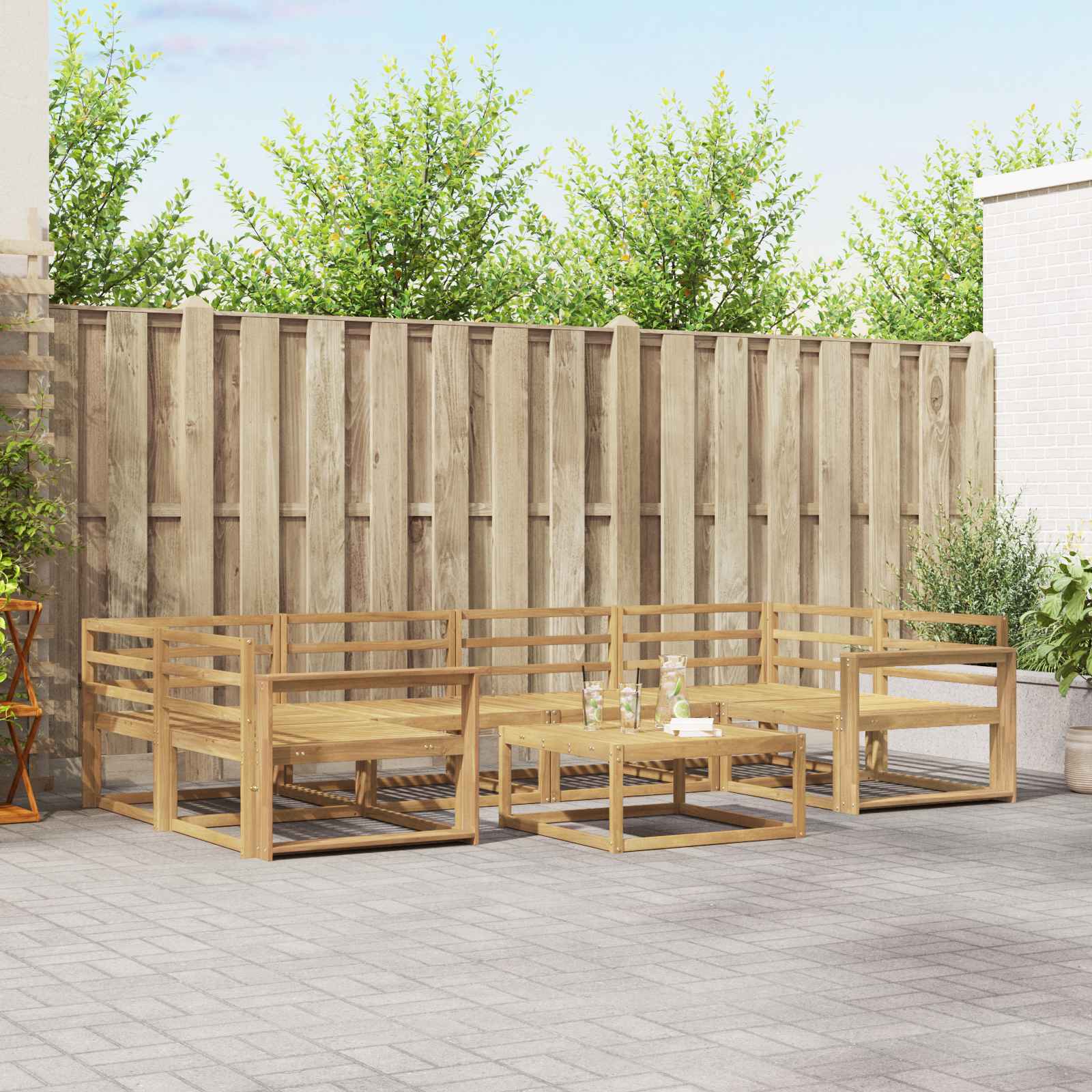 vidaXL Buiten bankenset 7 pcs Naturel Massief Acaciahout