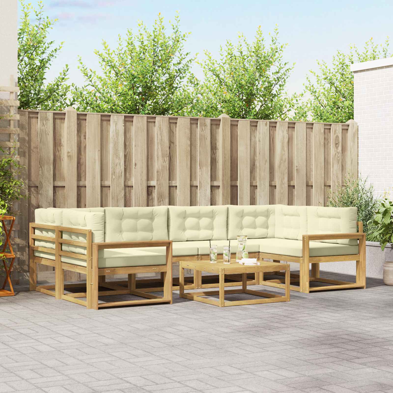 vidaXL Buiten bankenset 7 pcs Naturel Massief Acaciahout
