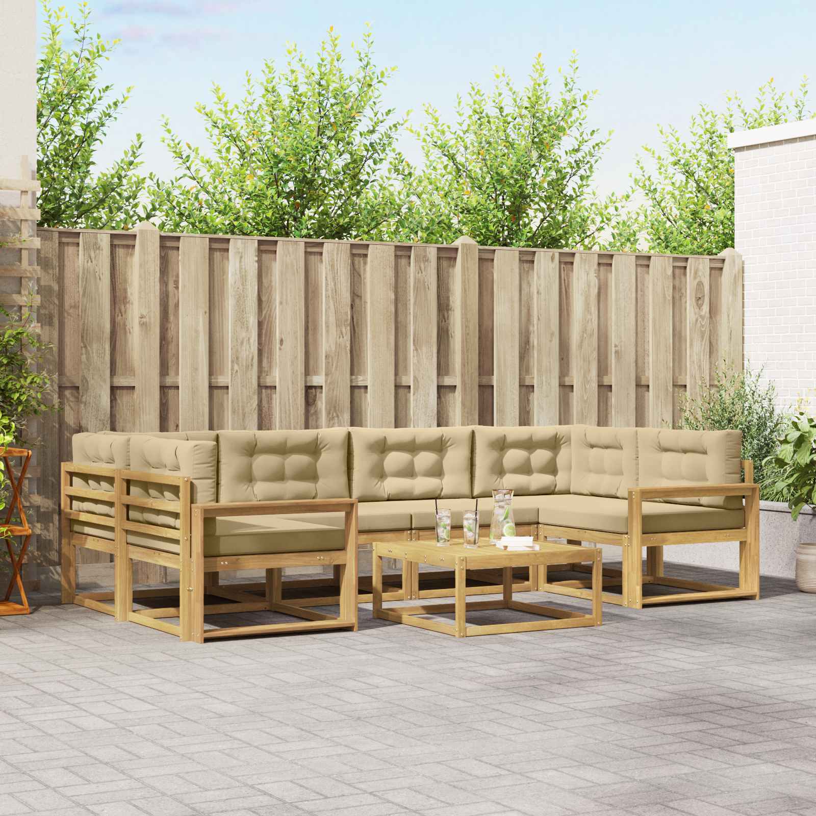 vidaXL Buiten bankenset 7 pcs Naturel Massief Acaciahout