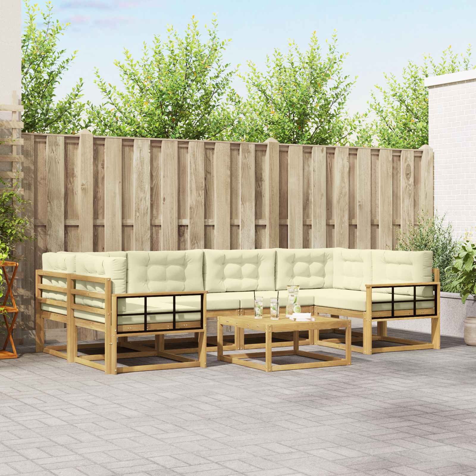 vidaXL Buiten bankenset 7 pcs Naturel Massief Acaciahout
