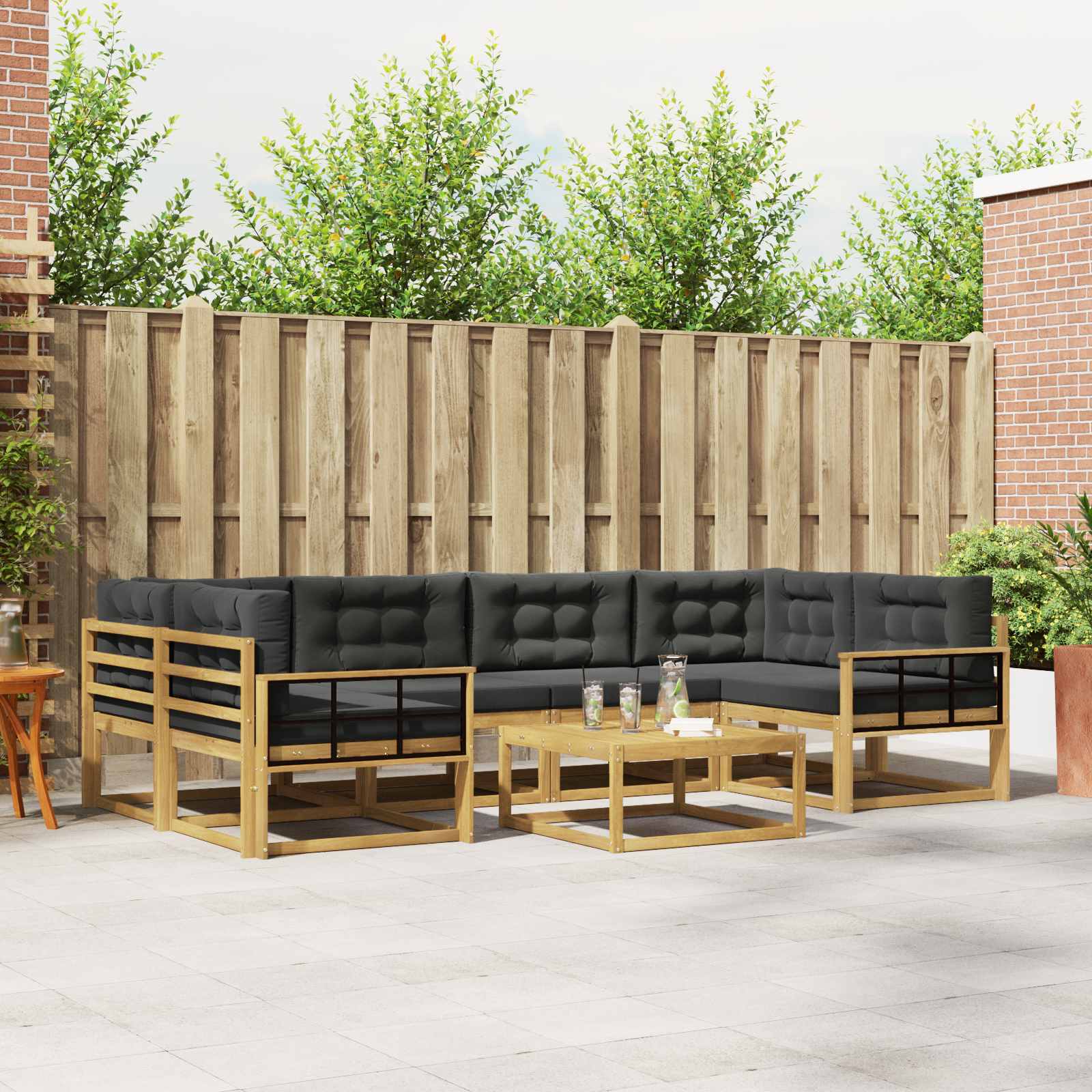 vidaXL Buiten bankenset 7 pcs Naturel Massief Acaciahout