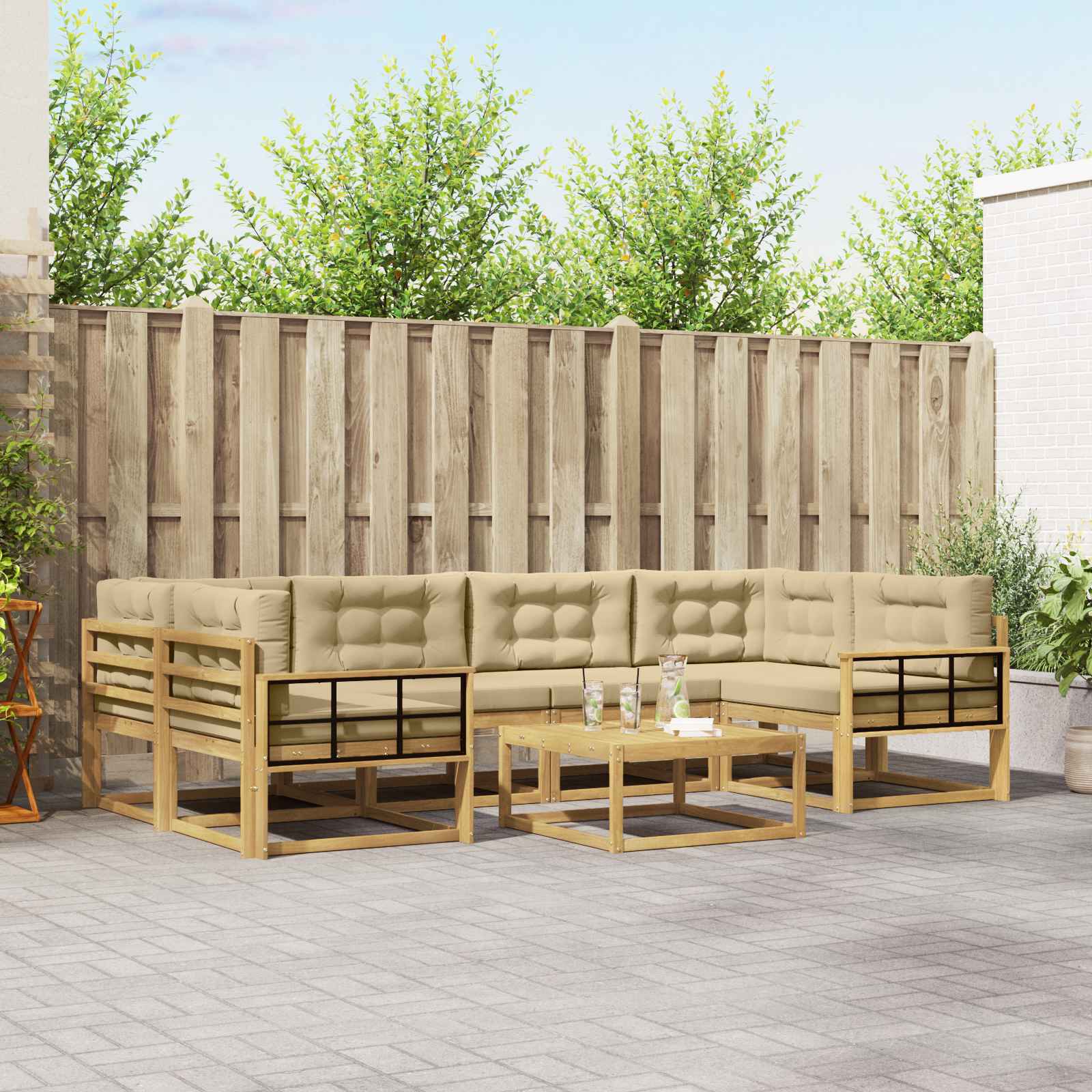 vidaXL Buiten bankenset 7 pcs Naturel Massief Acaciahout