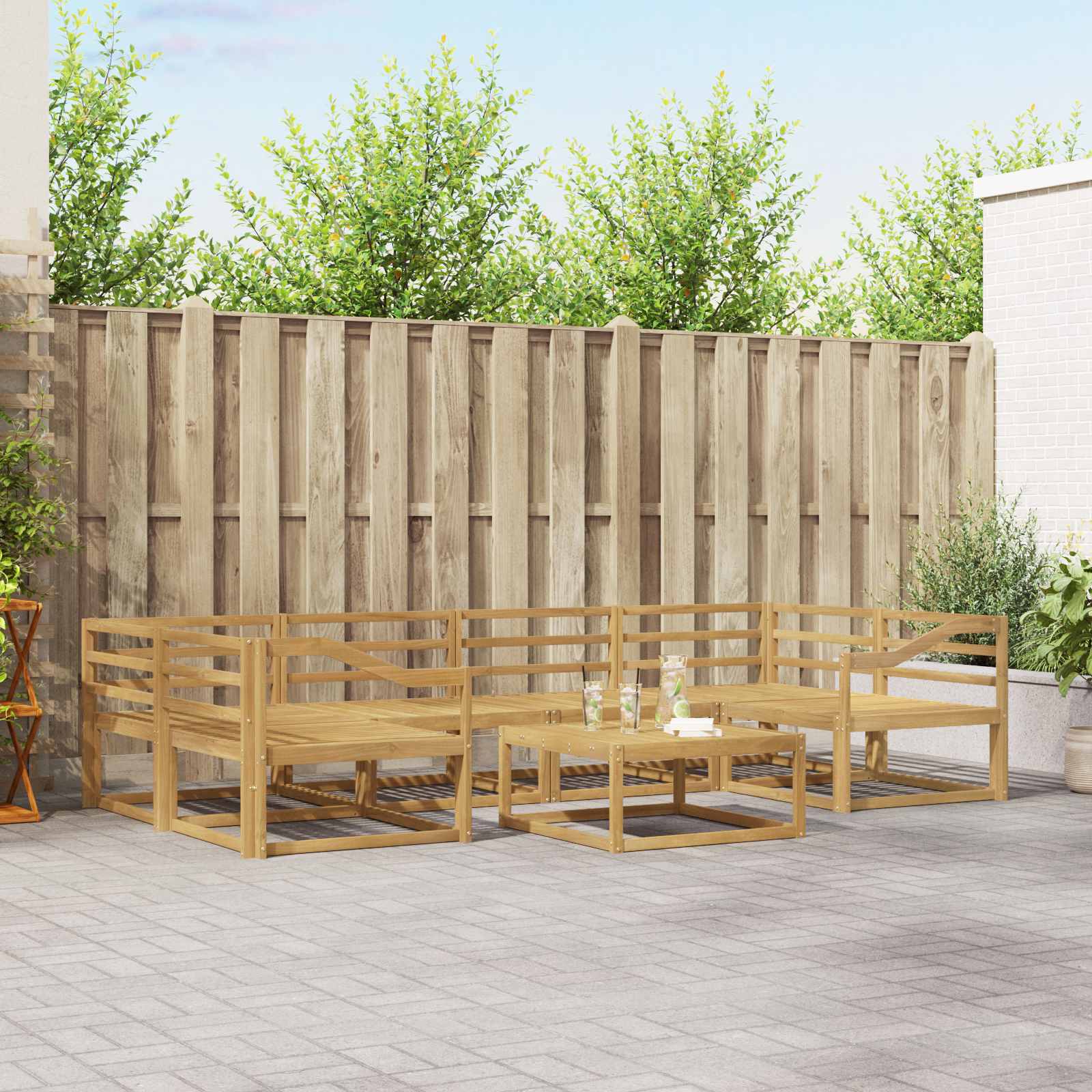 vidaXL Buiten bankenset 7 pcs Naturel Massief Acaciahout