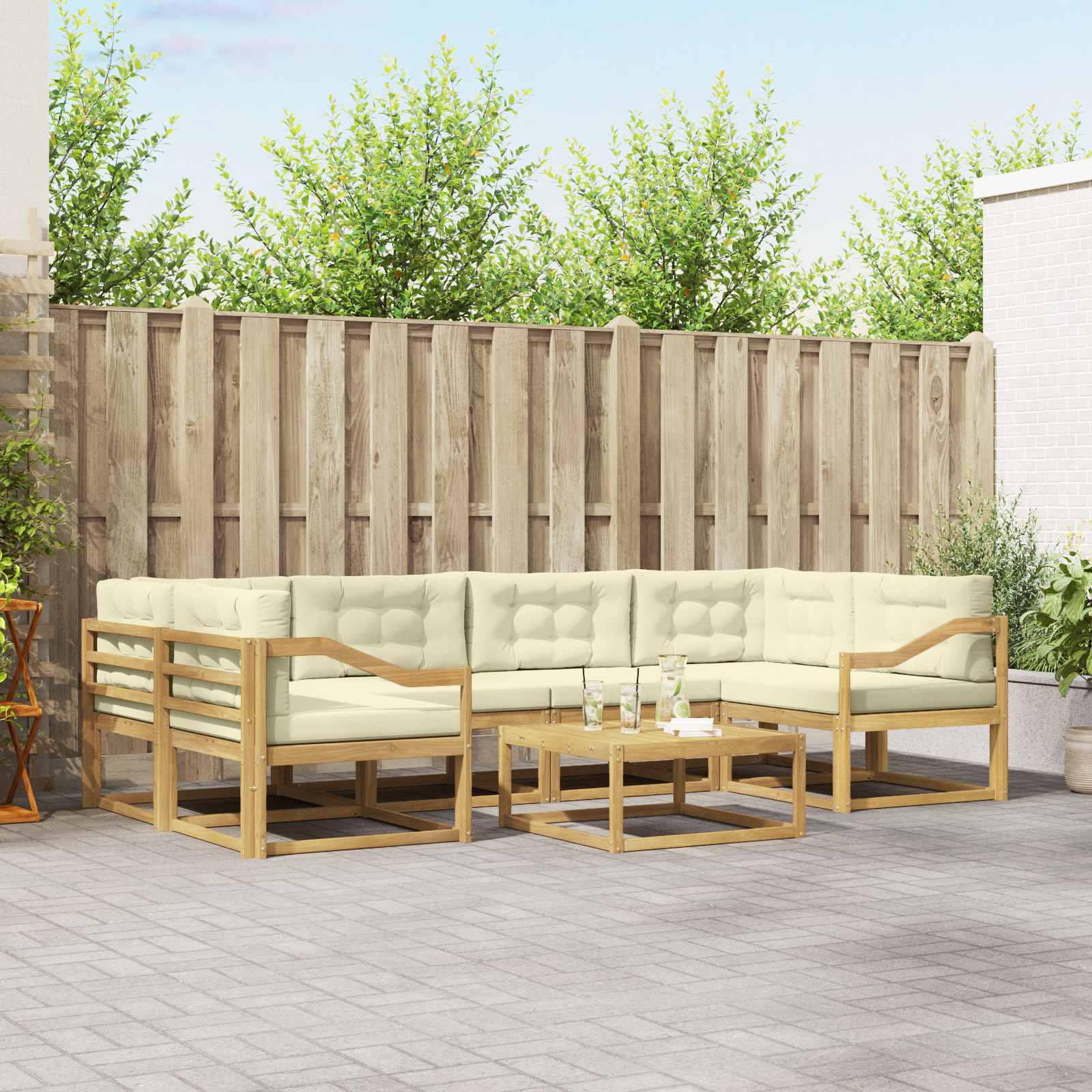 vidaXL Buiten bankenset 7 pcs Naturel Massief Acaciahout