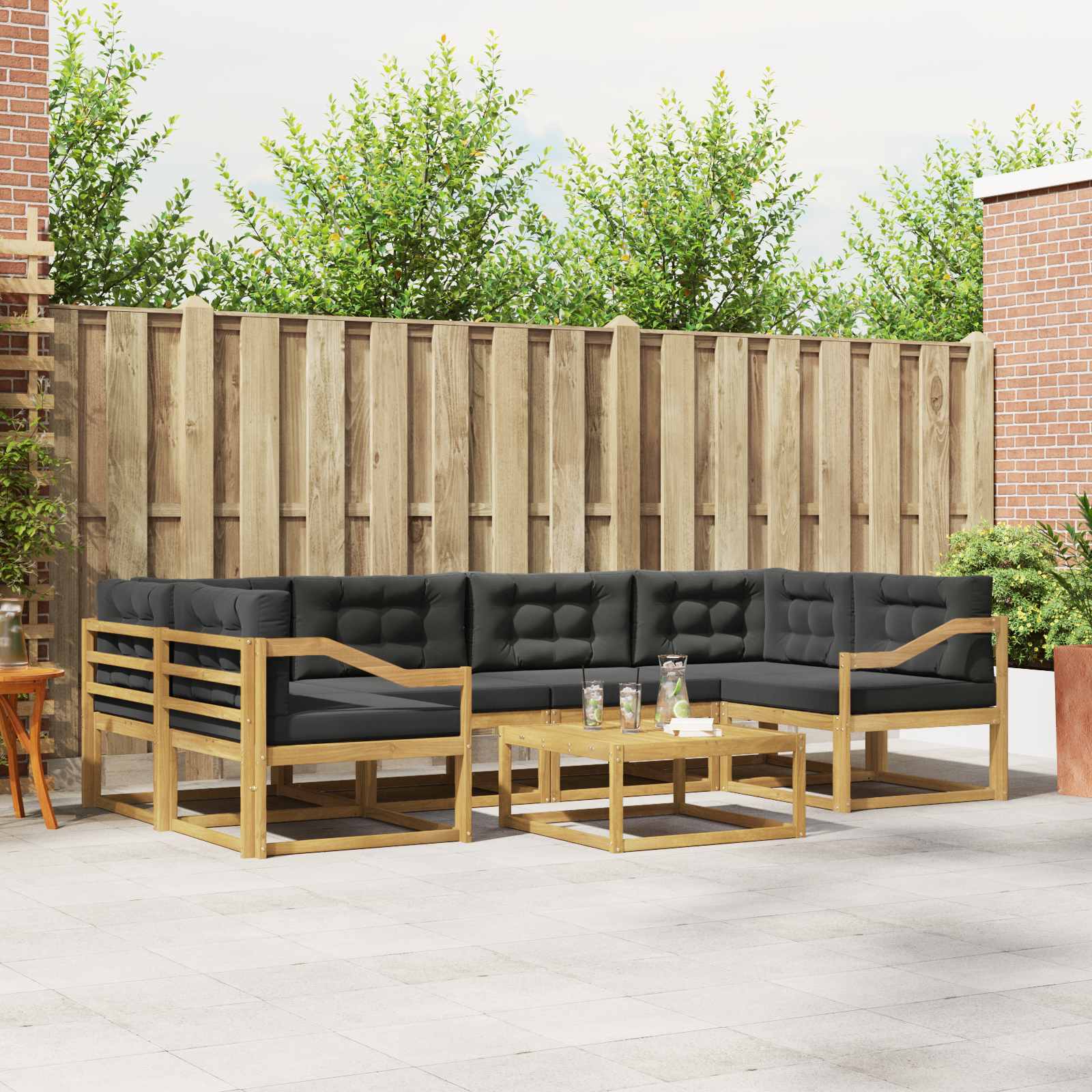 vidaXL Buiten bankenset 7 pcs Naturel Massief Acaciahout