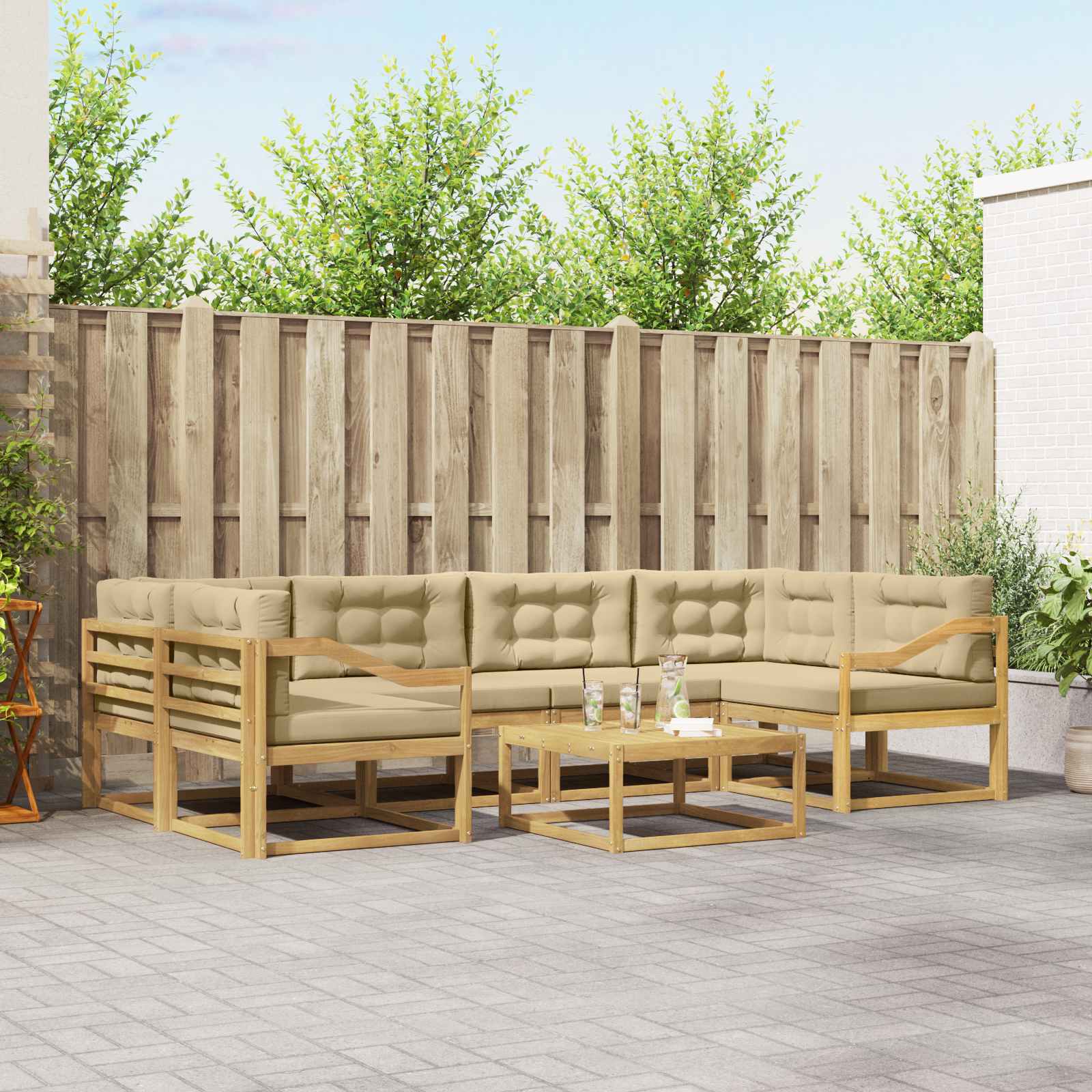 vidaXL Buiten bankenset 7 pcs Naturel Massief Acaciahout