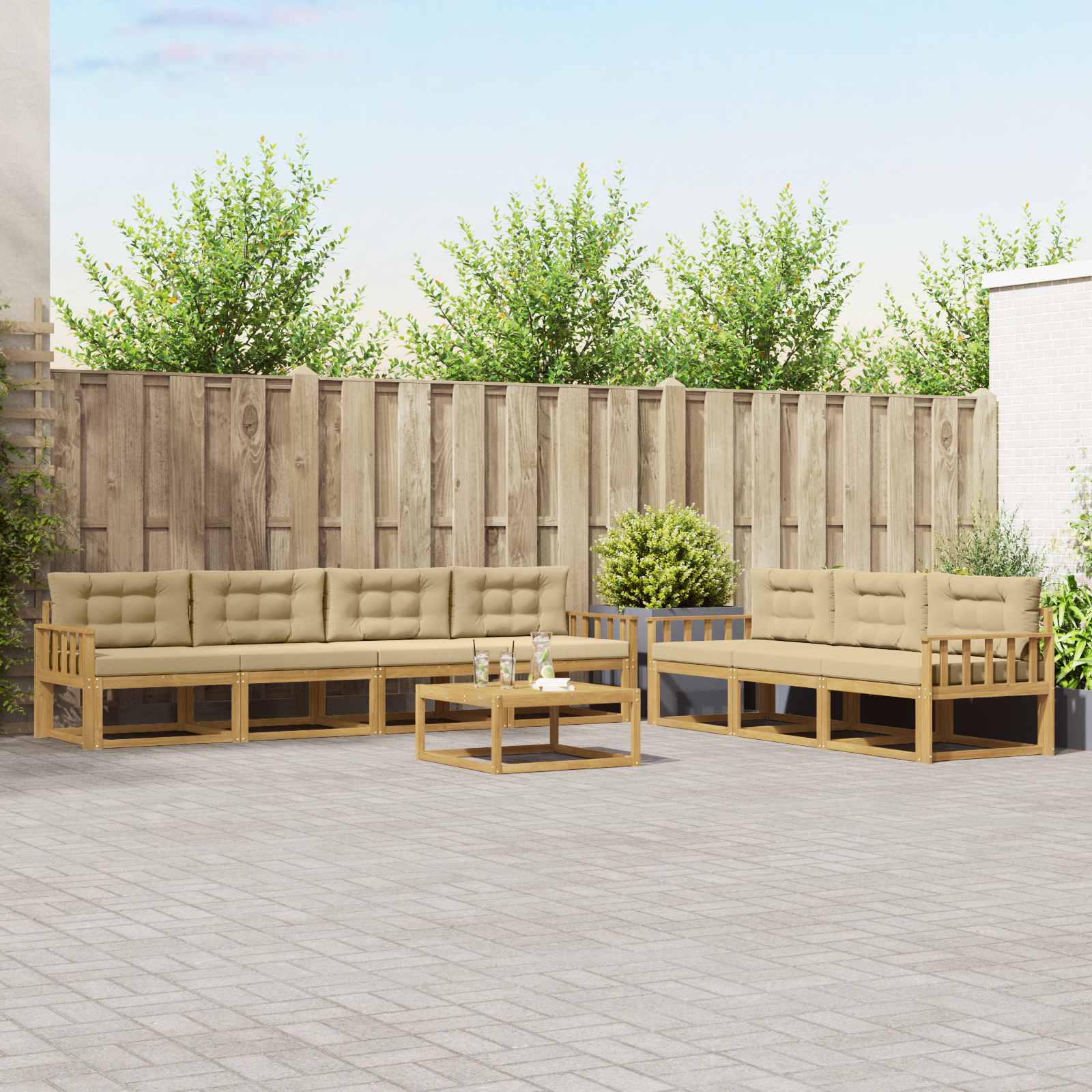 vidaXL Buiten bankenset 8 pcs Naturel Massief Acaciahout
