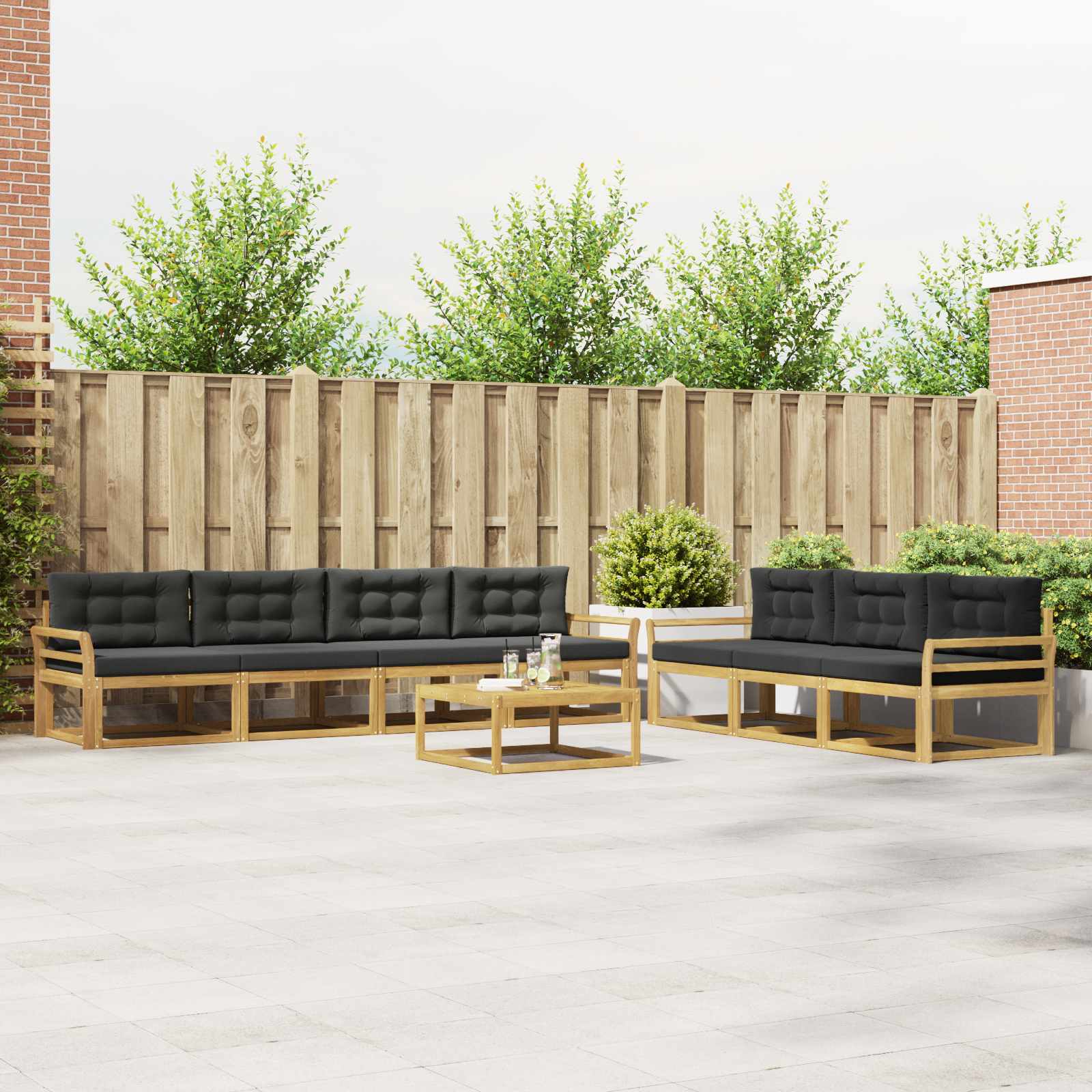 vidaXL Buiten bankenset 8 pcs Naturel Massief Acaciahout