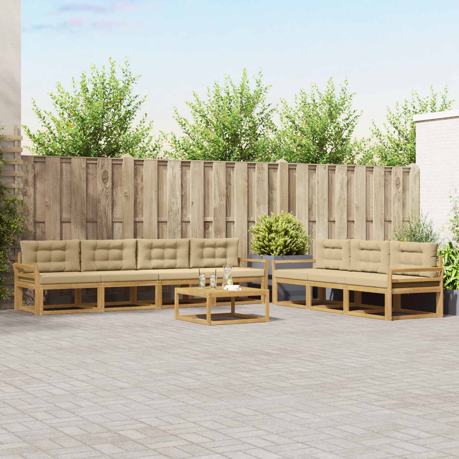 vidaXL Buiten bankenset 8 pcs Naturel Massief Acaciahout