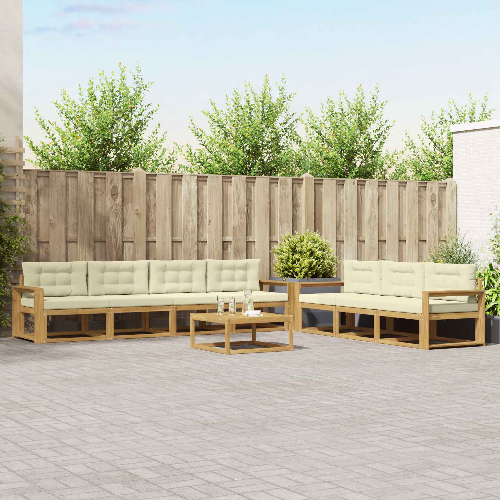 vidaXL Buiten bankenset 8 pcs Naturel Massief Acaciahout