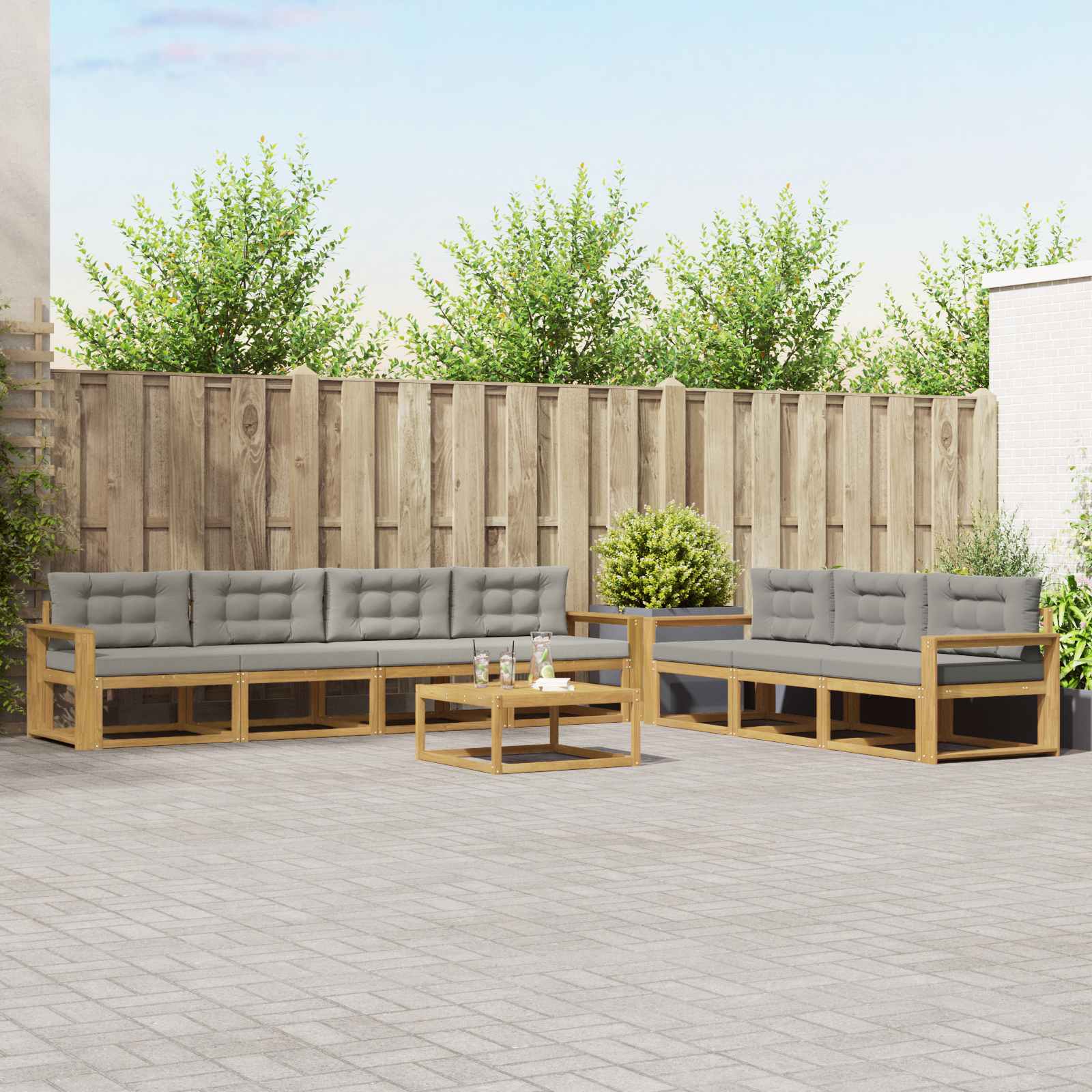 vidaXL Buiten bankenset 8 pcs Naturel Massief Acaciahout