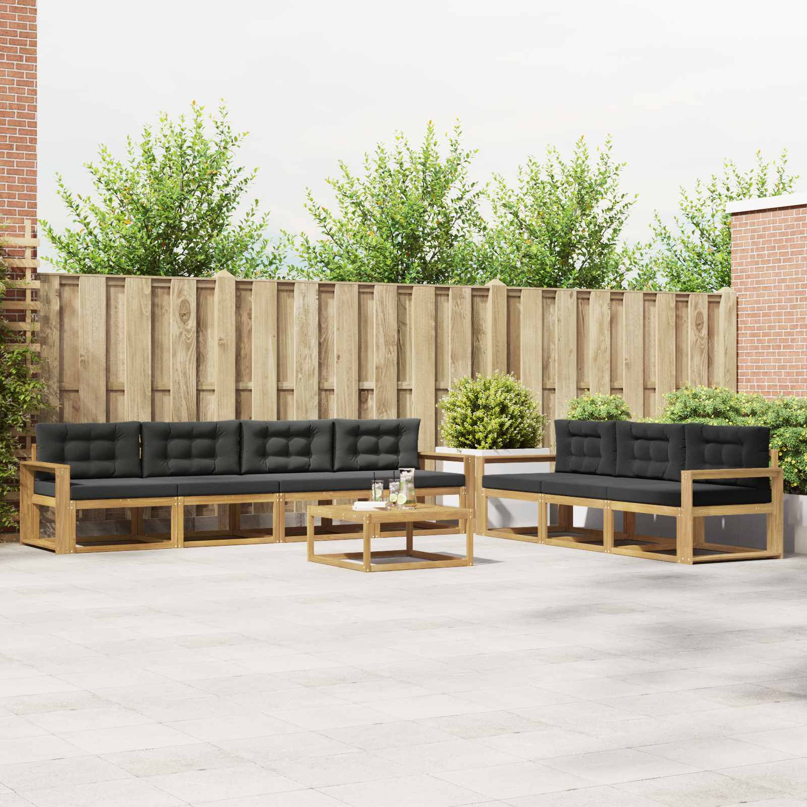 vidaXL Buiten bankenset 8 pcs Naturel Massief Acaciahout