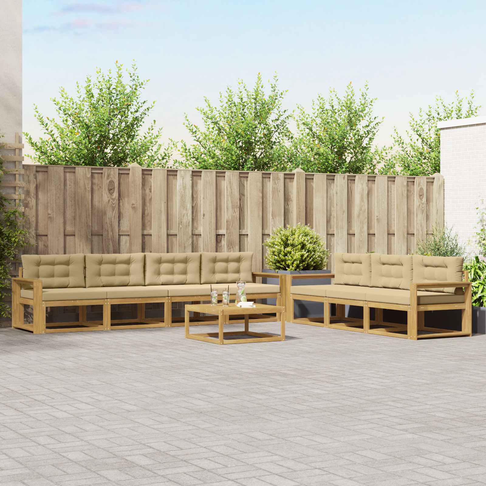 vidaXL Buiten bankenset 8 pcs Naturel Massief Acaciahout
