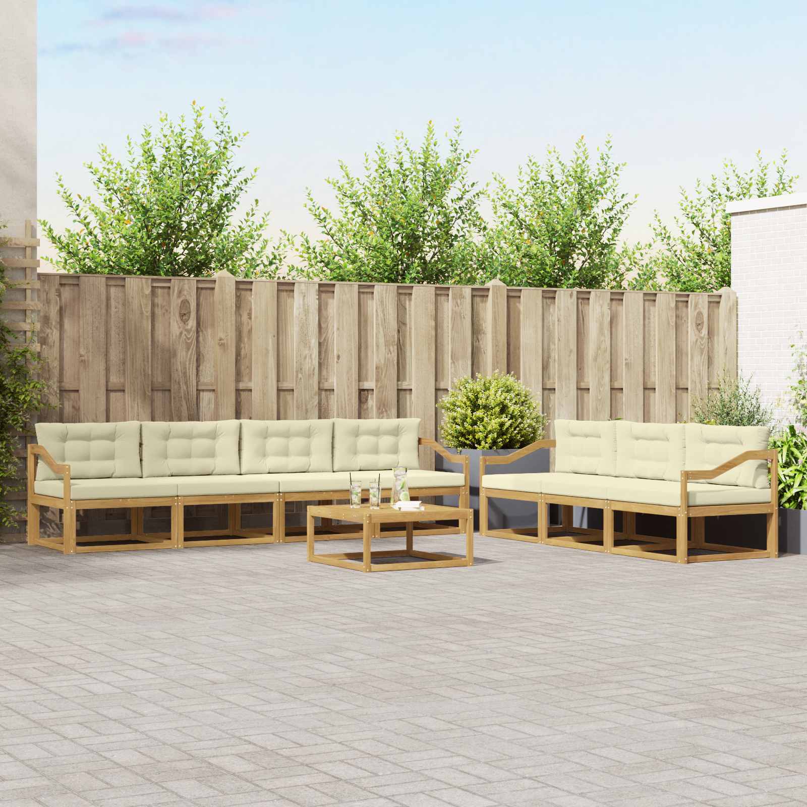 vidaXL Buiten bankenset 8 pcs Naturel Massief Acaciahout