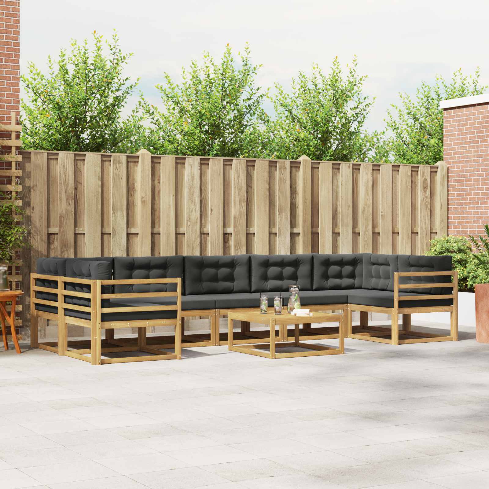 vidaXL Buiten bankenset 8 pcs Naturel Massief Acaciahout