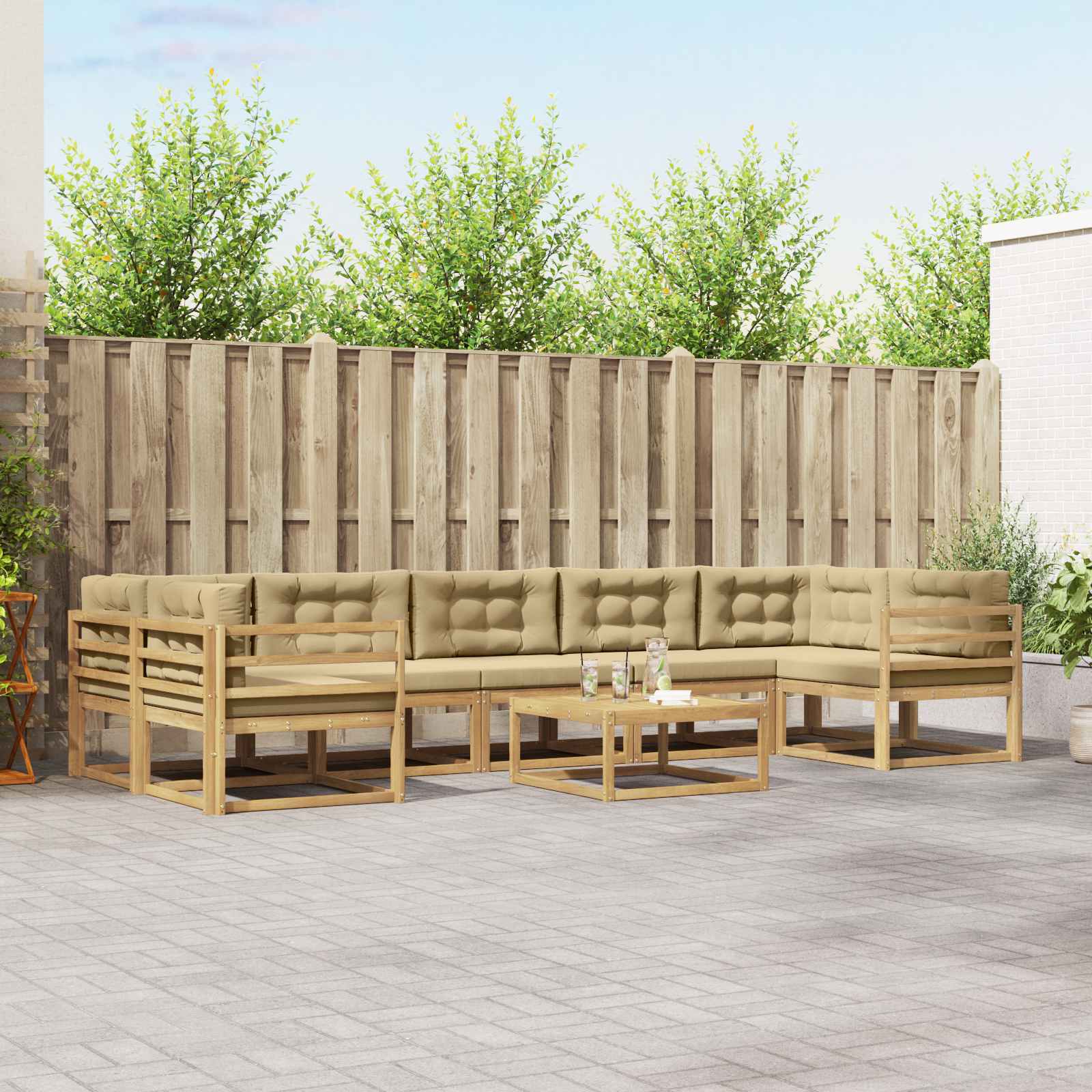 vidaXL Buiten bankenset 8 pcs Naturel Massief Acaciahout