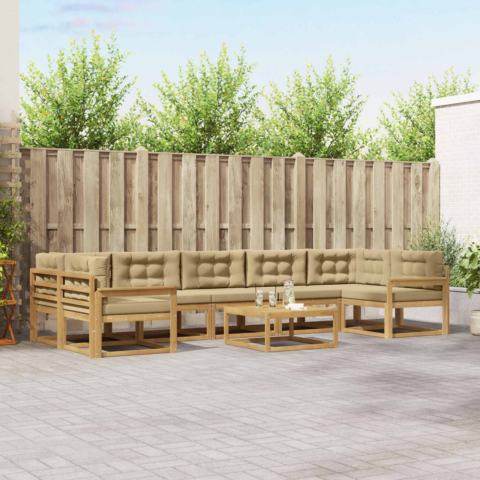 vidaXL Buiten bankenset 8 pcs Naturel Massief Acaciahout