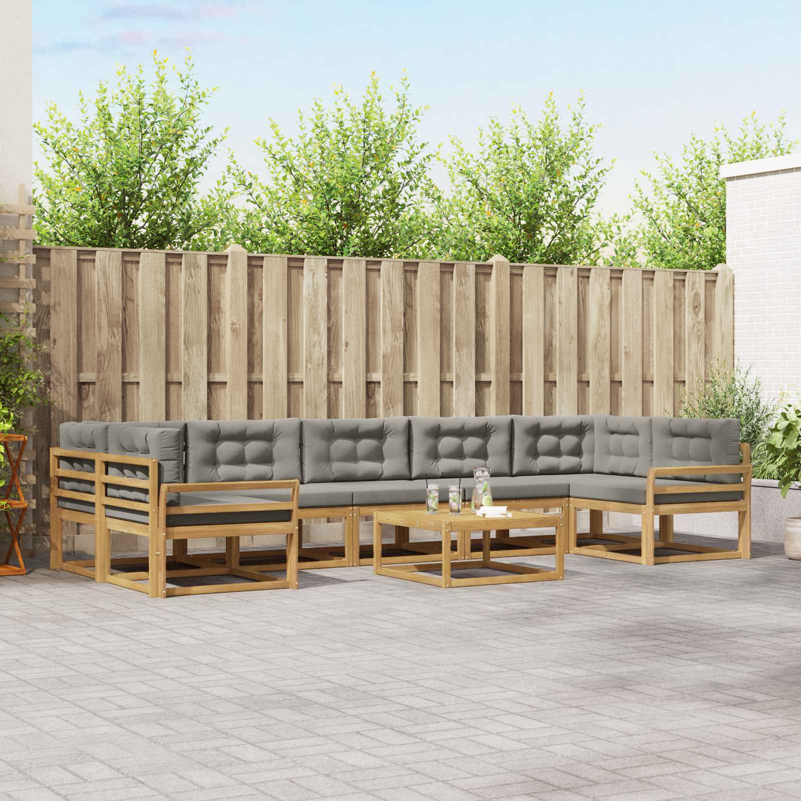 vidaXL Buiten bankenset 8 pcs Naturel Massief Acaciahout