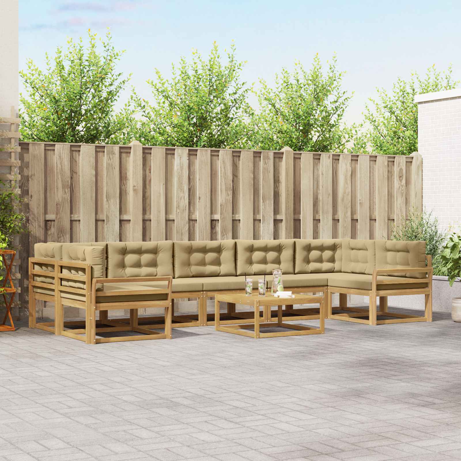 vidaXL Buiten bankenset 8 pcs Naturel Massief Acaciahout