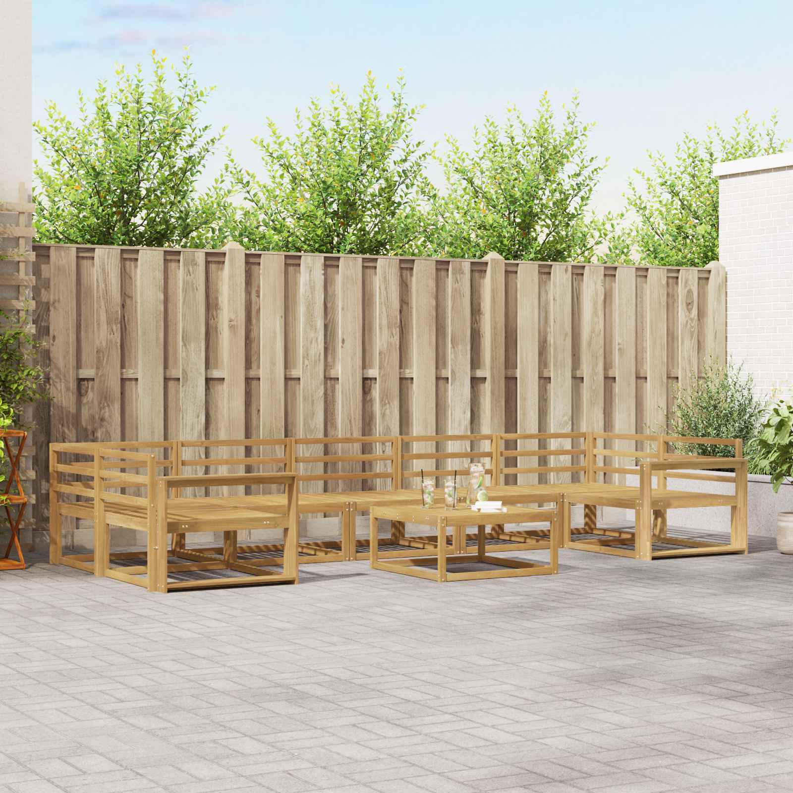 vidaXL Buiten bankenset 8 pcs Naturel Massief Acaciahout