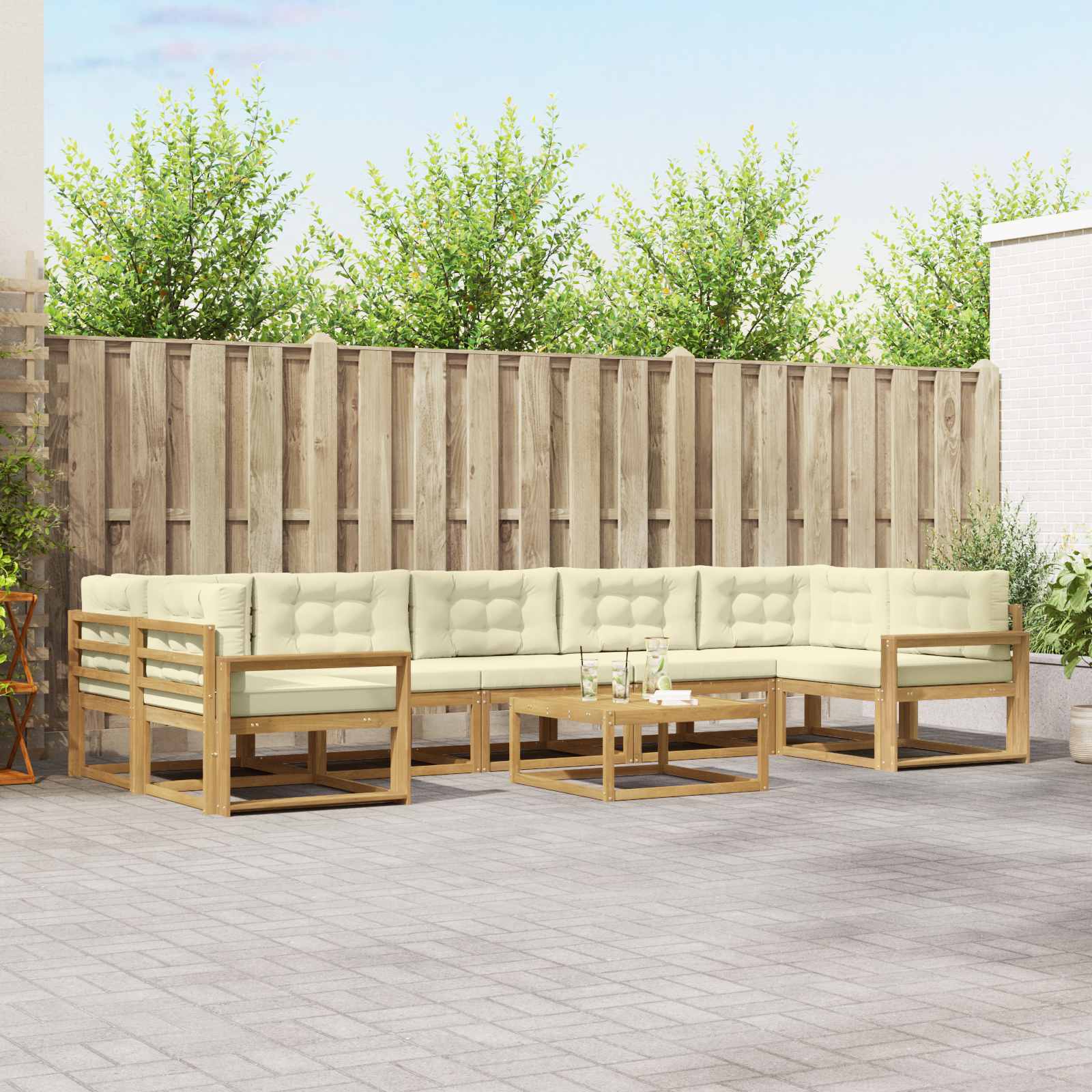 vidaXL Buiten bankenset 8 pcs Naturel Massief Acaciahout