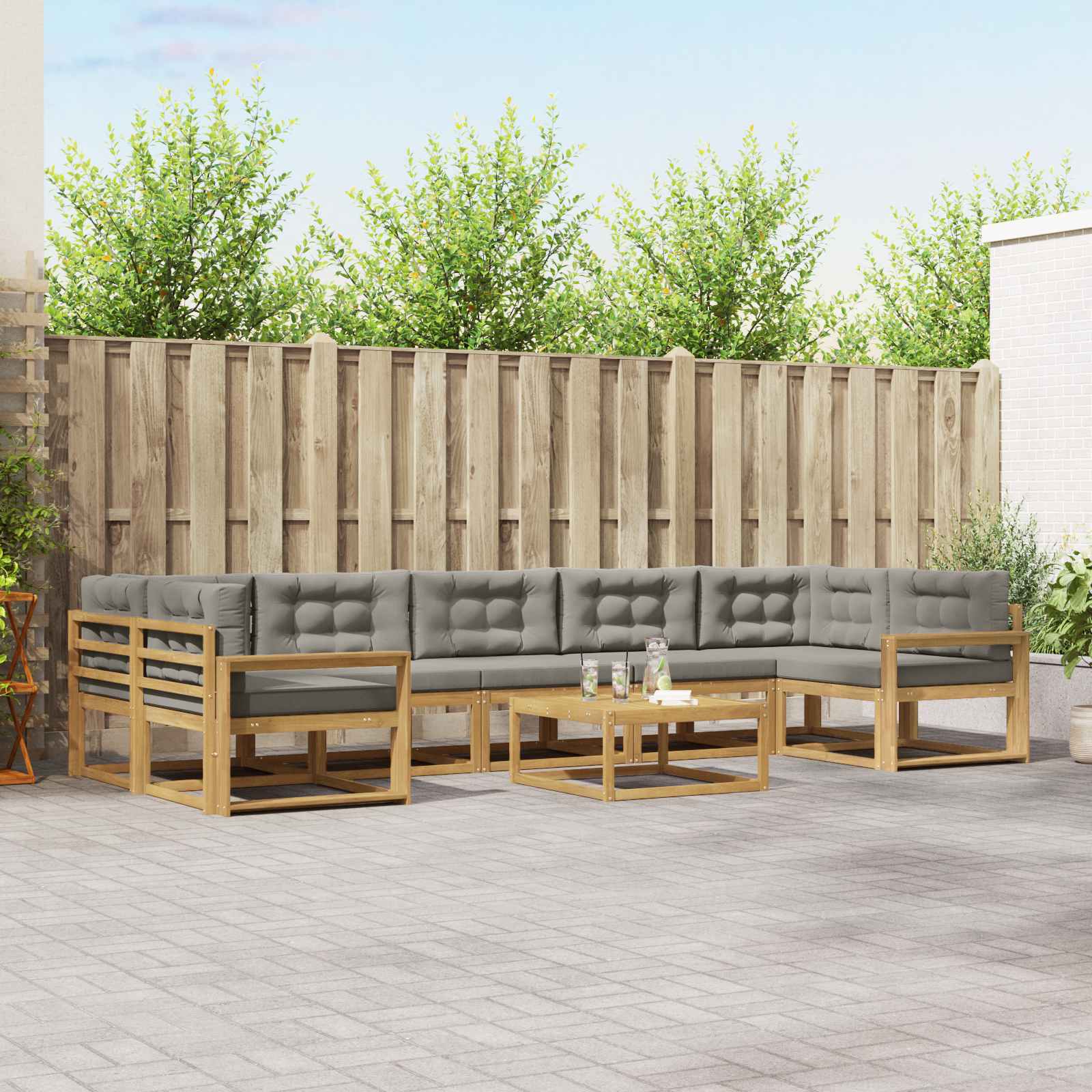 vidaXL Buiten bankenset 8 pcs Naturel Massief Acaciahout