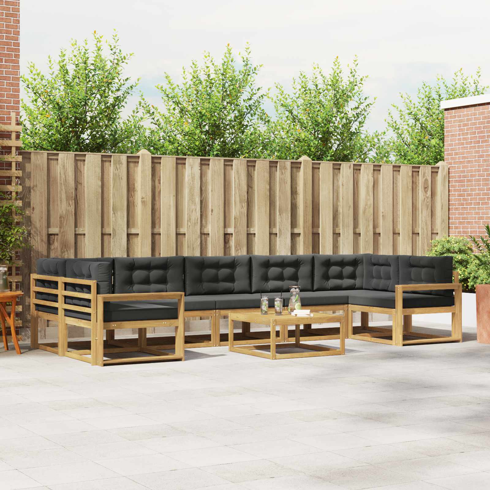 vidaXL Buiten bankenset 8 pcs Naturel Massief Acaciahout
