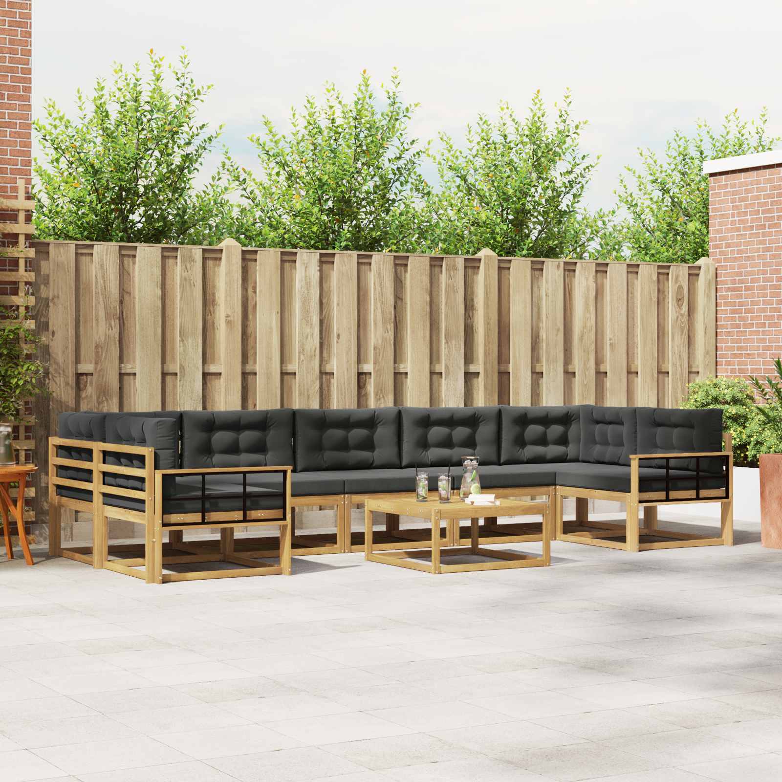 vidaXL Buiten bankenset 8 pcs Naturel Massief Acaciahout