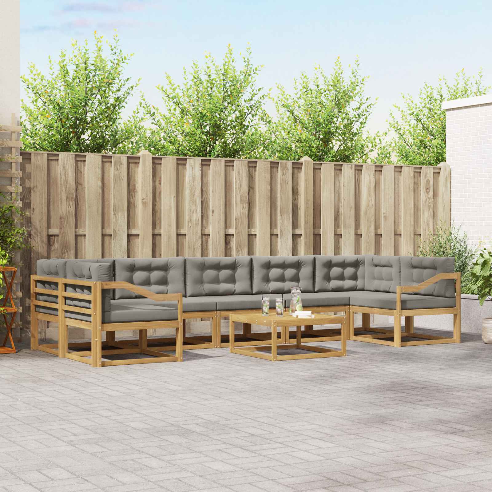 vidaXL Buiten bankenset 8 pcs Naturel Massief Acaciahout