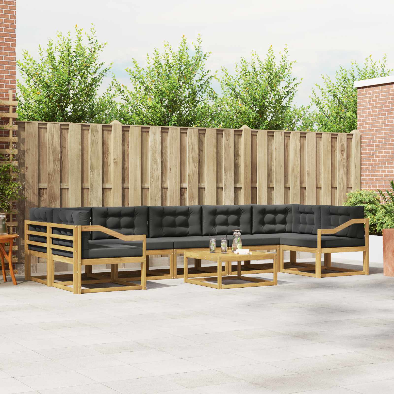 vidaXL Buiten bankenset 8 pcs Naturel Massief Acaciahout