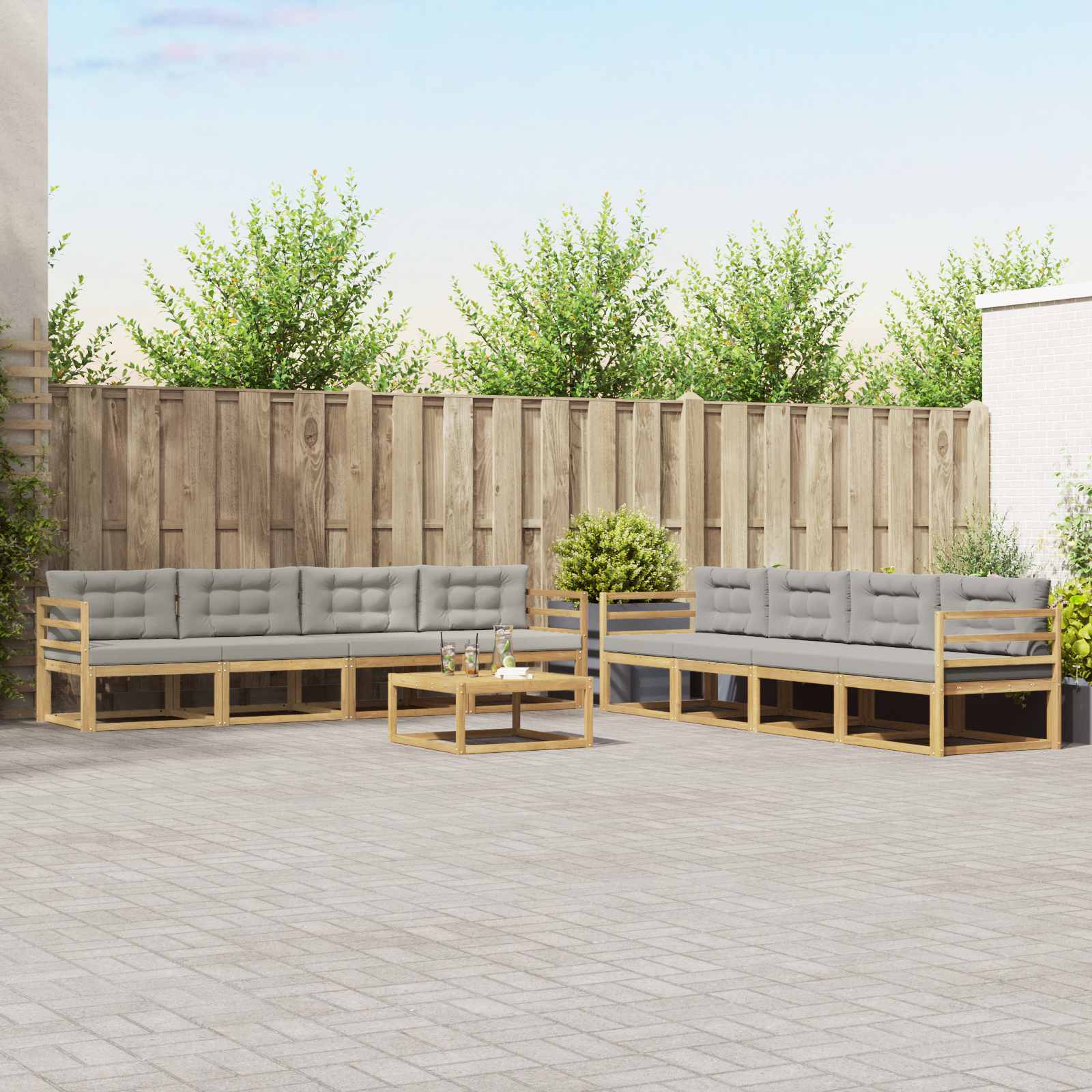 vidaXL Buiten bankenset 9 pcs Naturel Massief Acaciahout