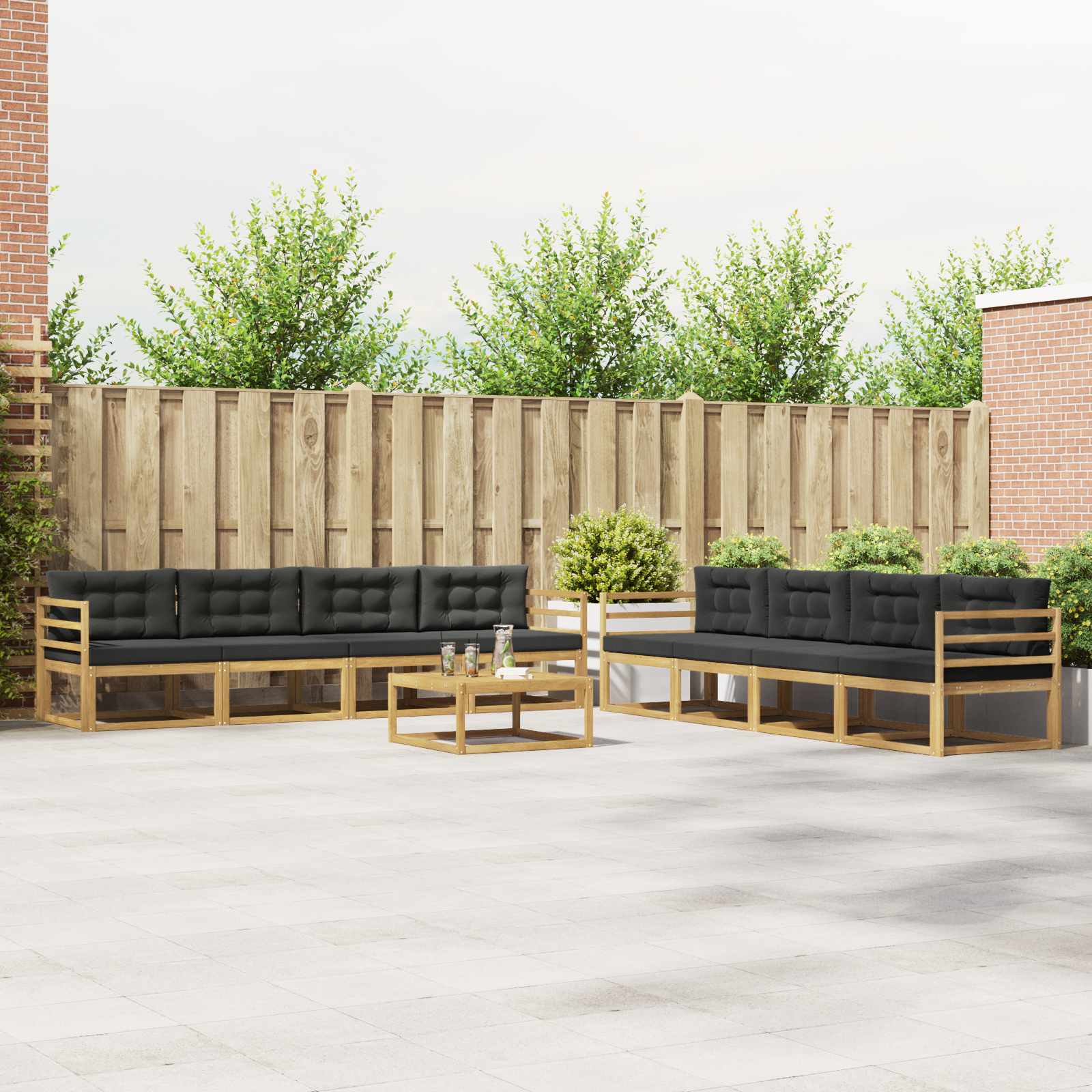 vidaXL Buiten bankenset 9 pcs Naturel Massief Acaciahout