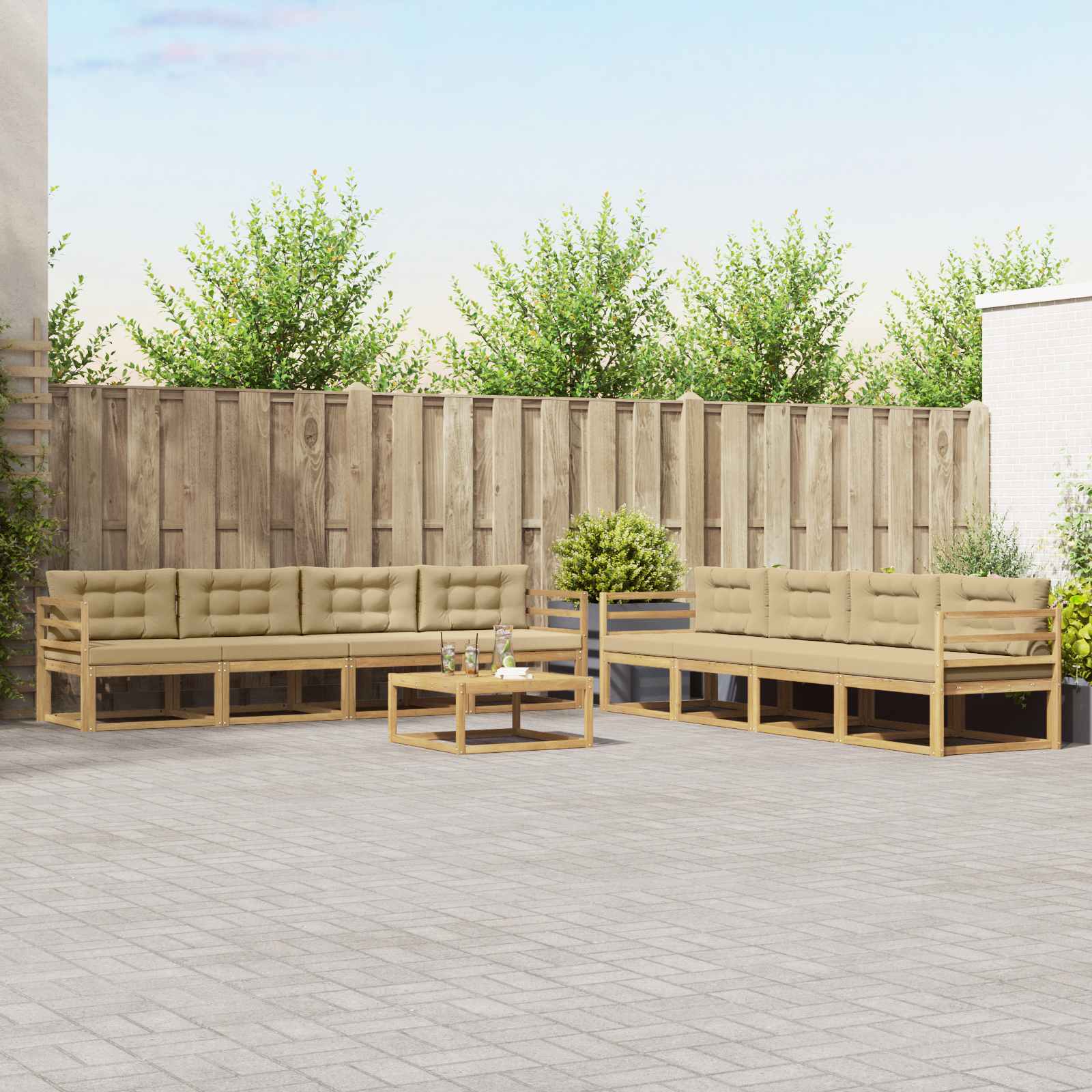vidaXL Buiten bankenset 9 pcs Naturel Massief Acaciahout