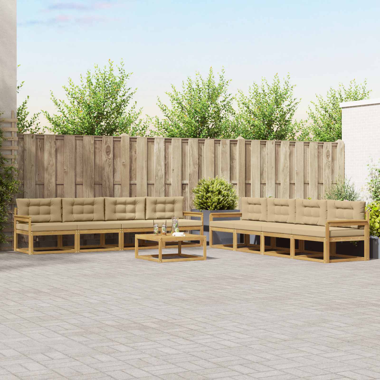 vidaXL Buiten bankenset 9 pcs Naturel Massief Acaciahout