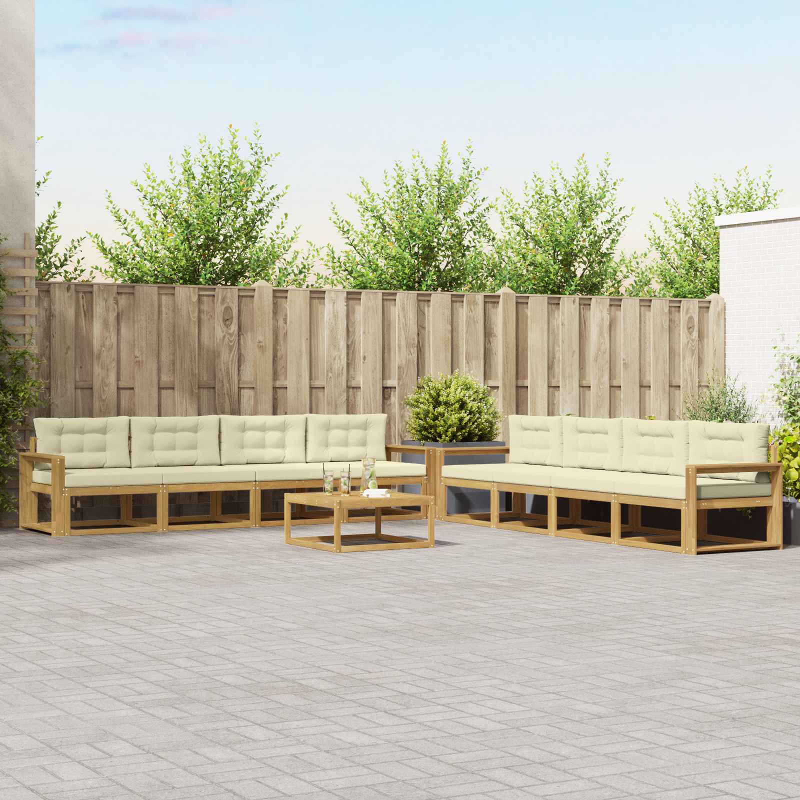 vidaXL Buiten bankenset 9 pcs Naturel Massief Acaciahout