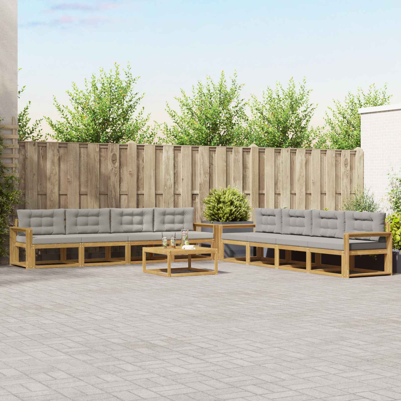 vidaXL Buiten bankenset 9 pcs Naturel Massief Acaciahout