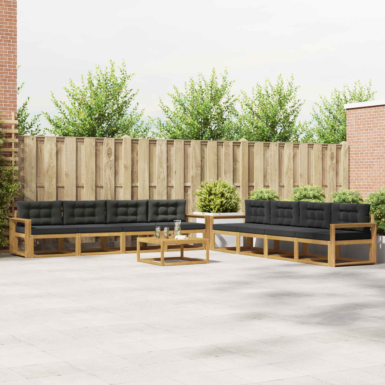 vidaXL Buiten bankenset 9 pcs Naturel Massief Acaciahout