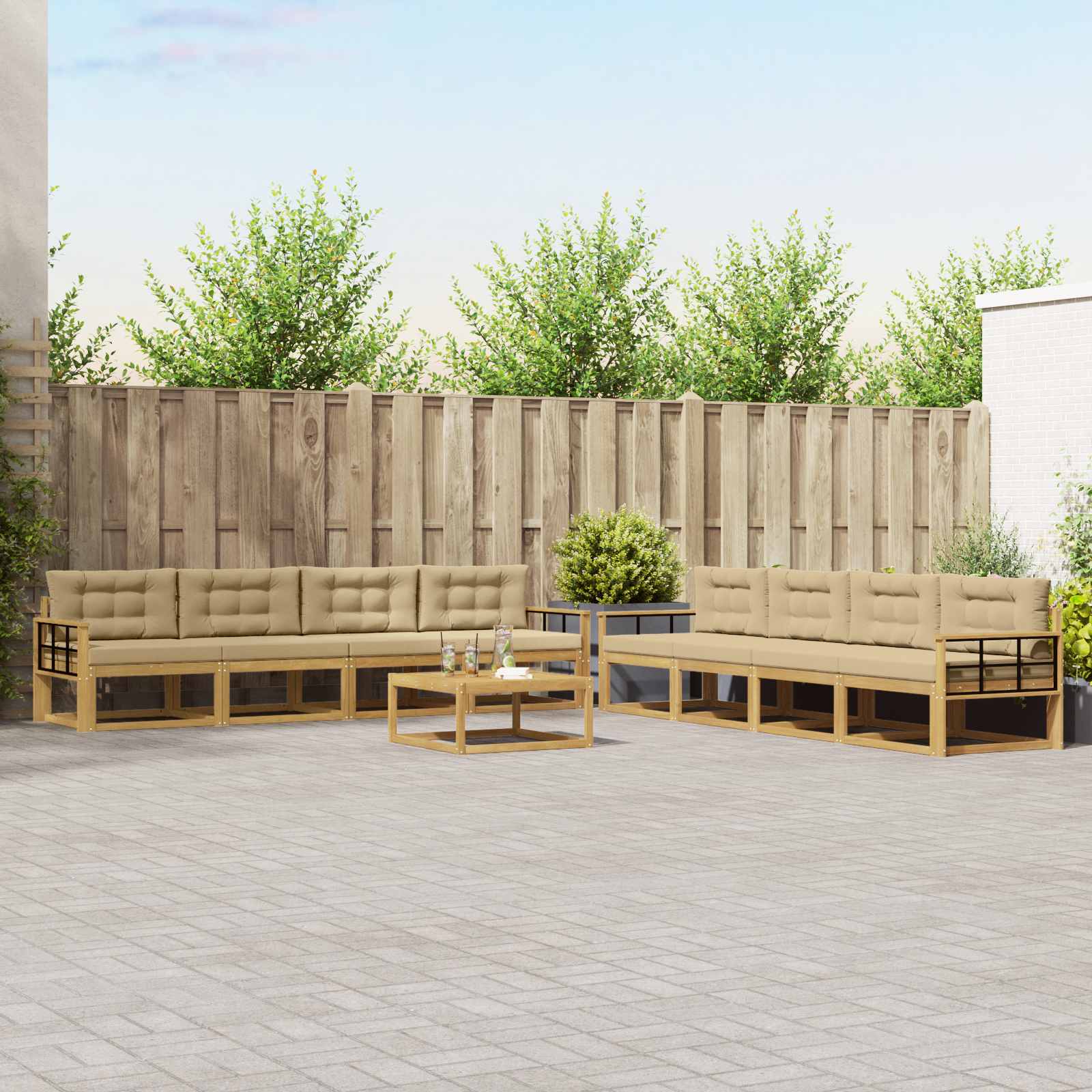 vidaXL Buiten bankenset 9 pcs Naturel Massief Acaciahout