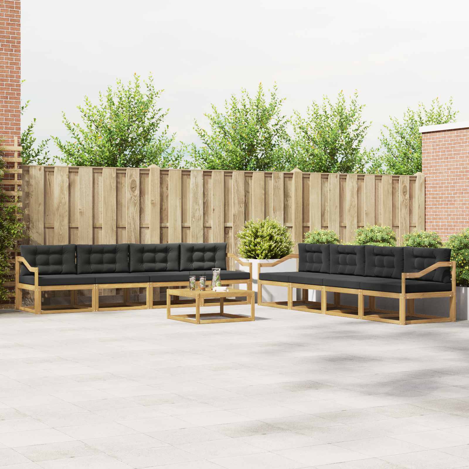 vidaXL Buiten bankenset 9 pcs Naturel Massief Acaciahout