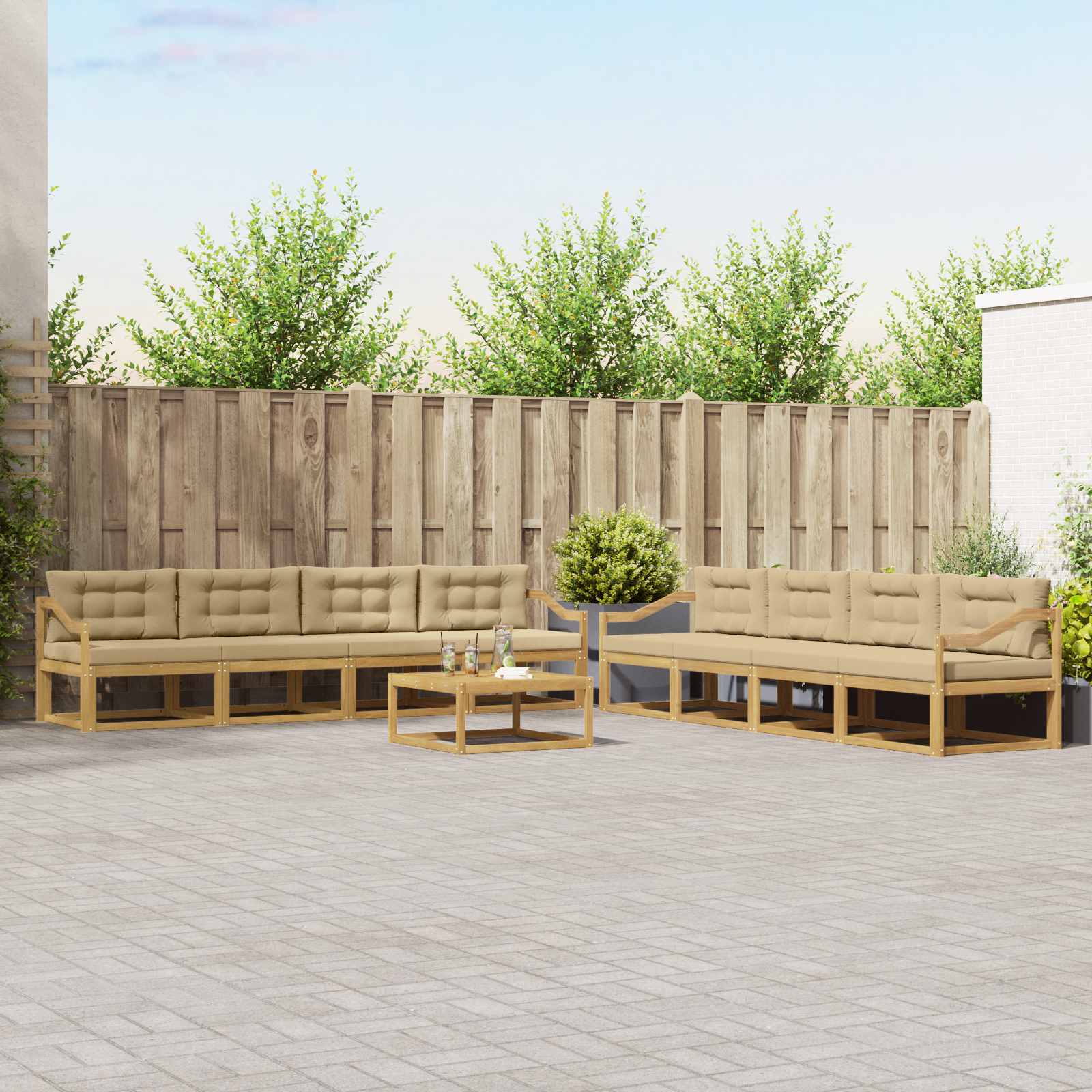 vidaXL Buiten bankenset 9 pcs Naturel Massief Acaciahout