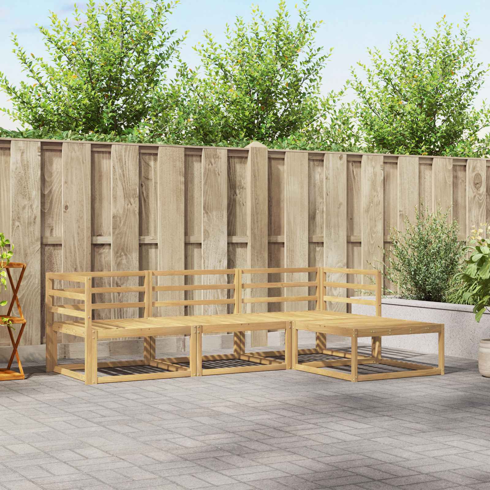 vidaXL Buiten bankenset 4 pcs Naturel Massief Acaciahout