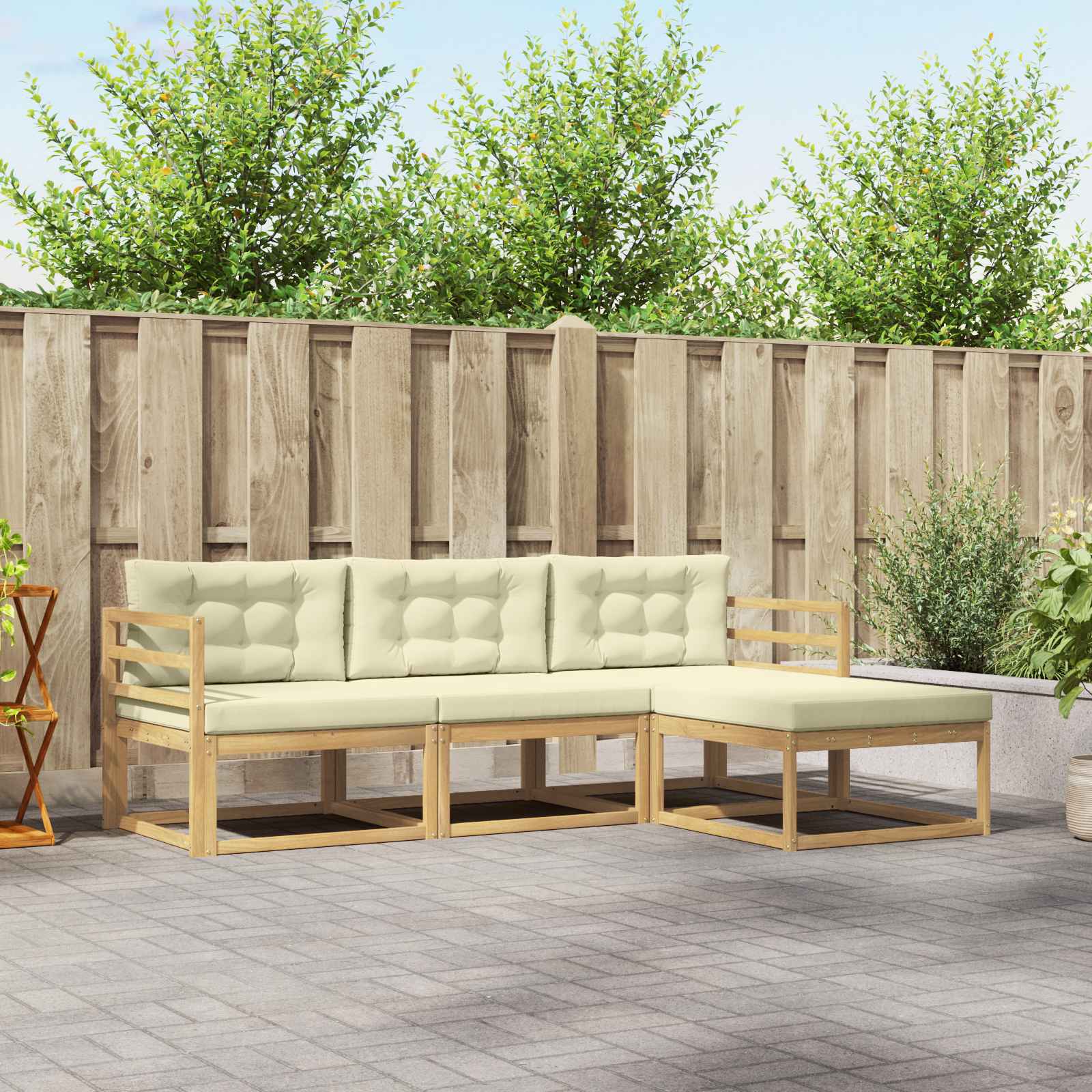 vidaXL Buiten bankenset 4 pcs Naturel Massief Acaciahout