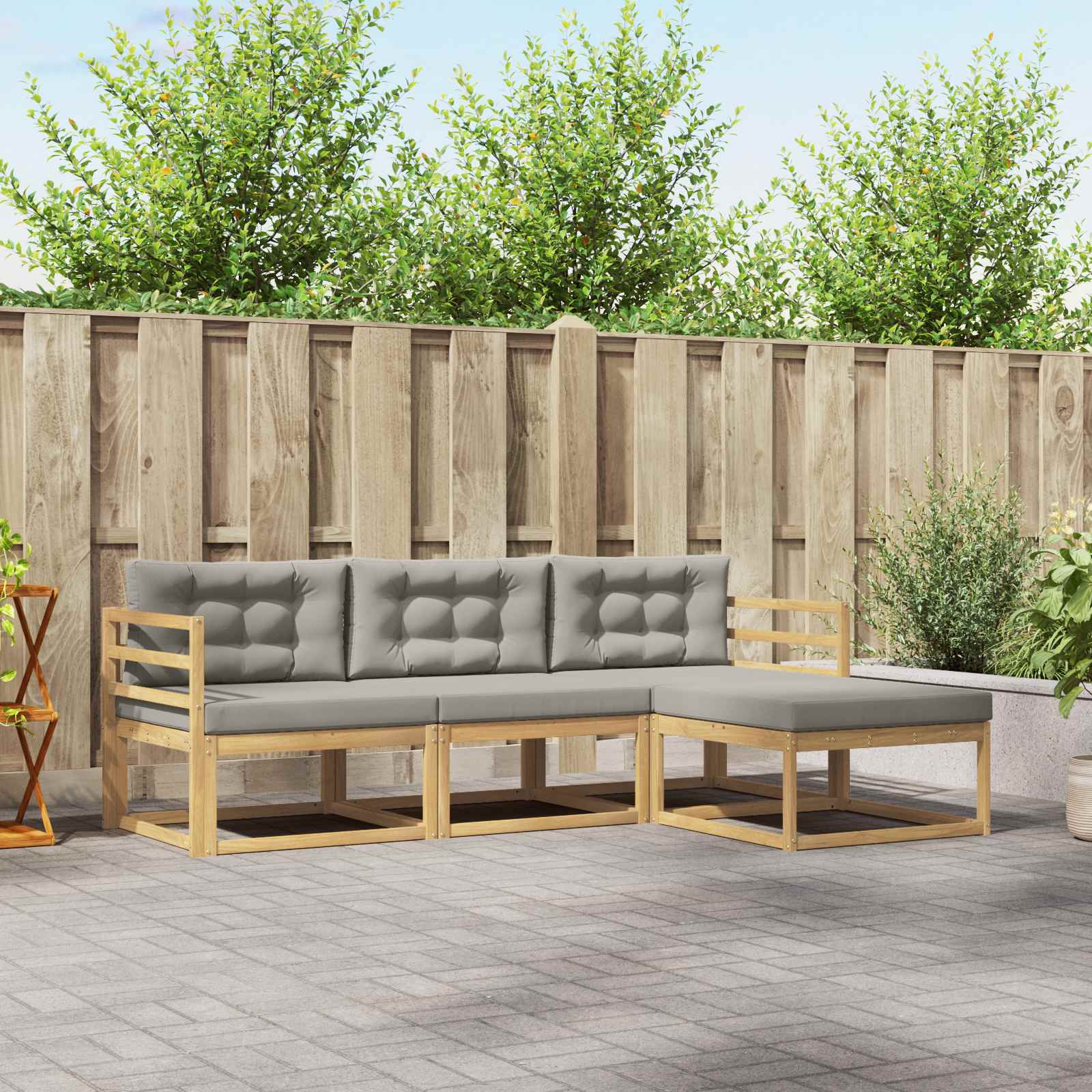 vidaXL Buiten bankenset 4 pcs Naturel Massief Acaciahout