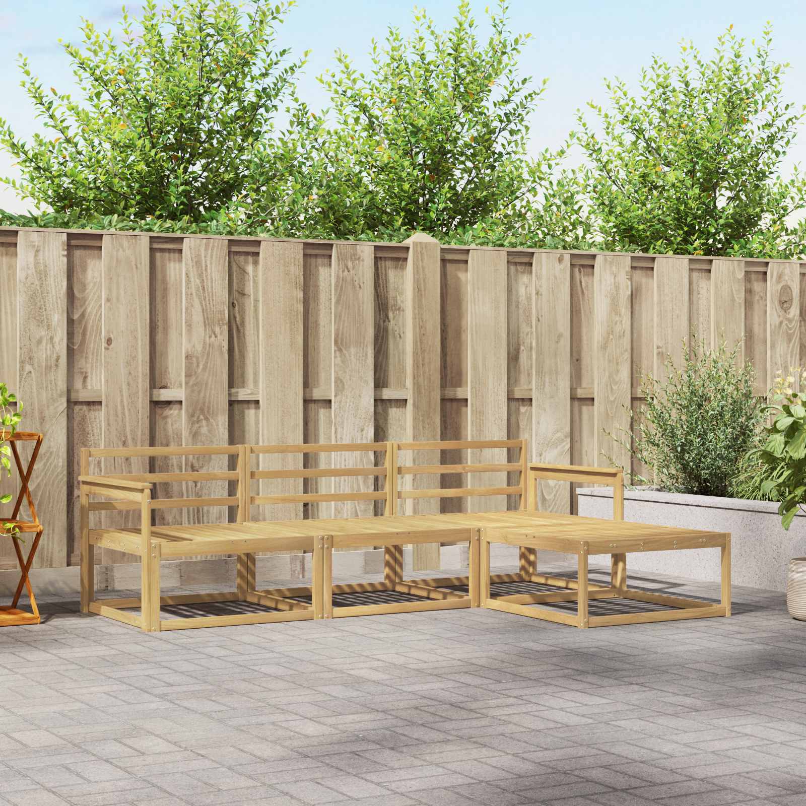 vidaXL Buiten bankenset 4 pcs Naturel Massief Acaciahout